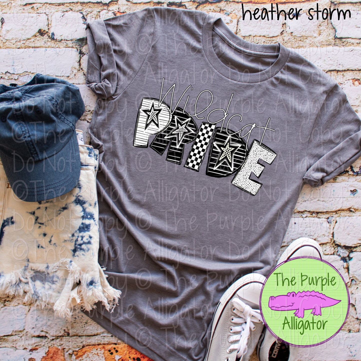 Wildcat Pride Black & White Mascot School Spirit Wear Team Gear 0325 (d2f TPA)