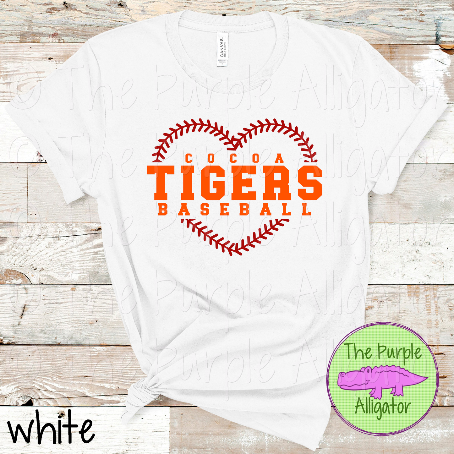 Cocoa Tigers Baseball SC63 Mascot School Spirit - CHOOSE YOUR TEXT COLOR (d2f TPA)