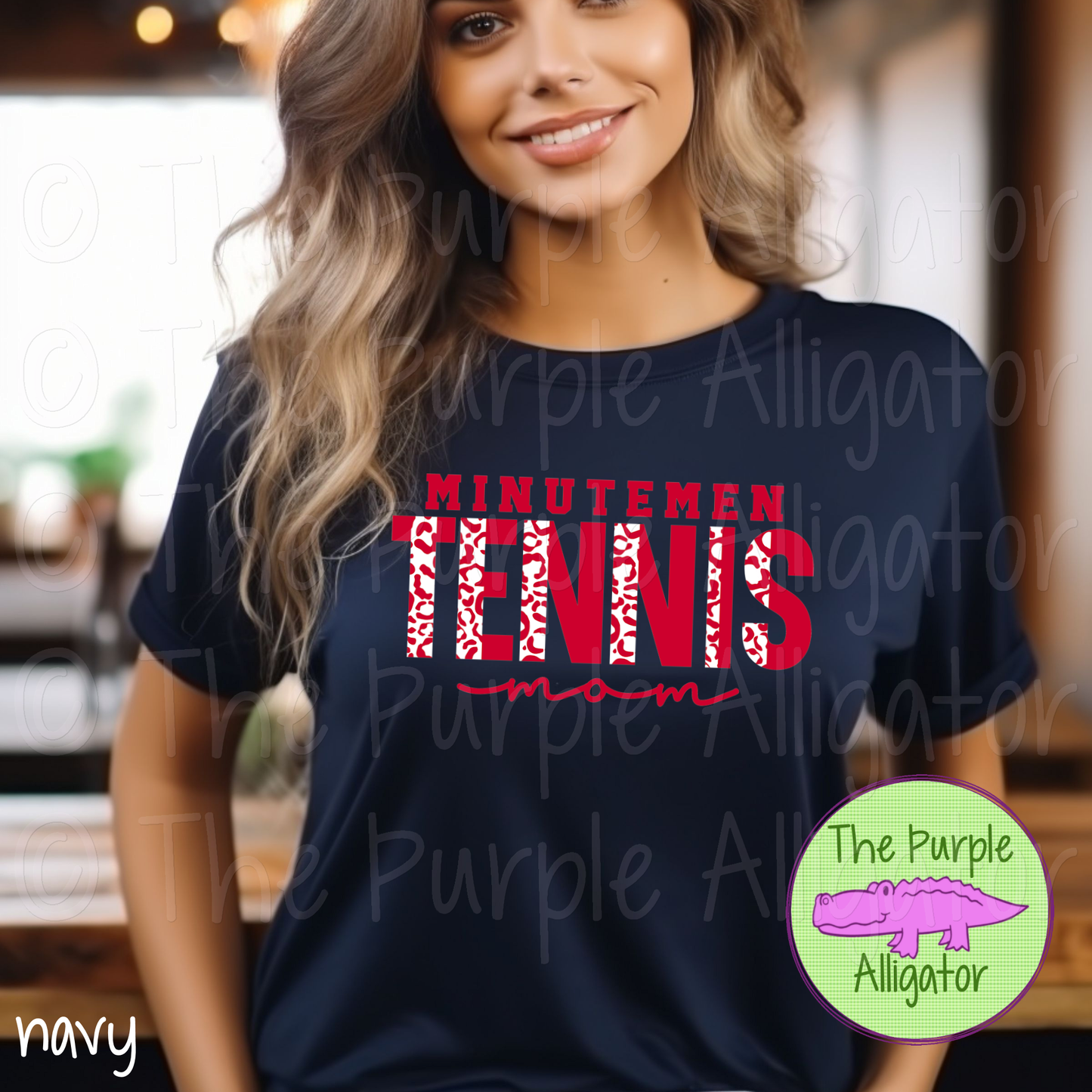 Minutemen Tennis Mom SC8 Mascot School Spirit - CHOOSE YOUR DESIGN COLORS (d2f TPA)
