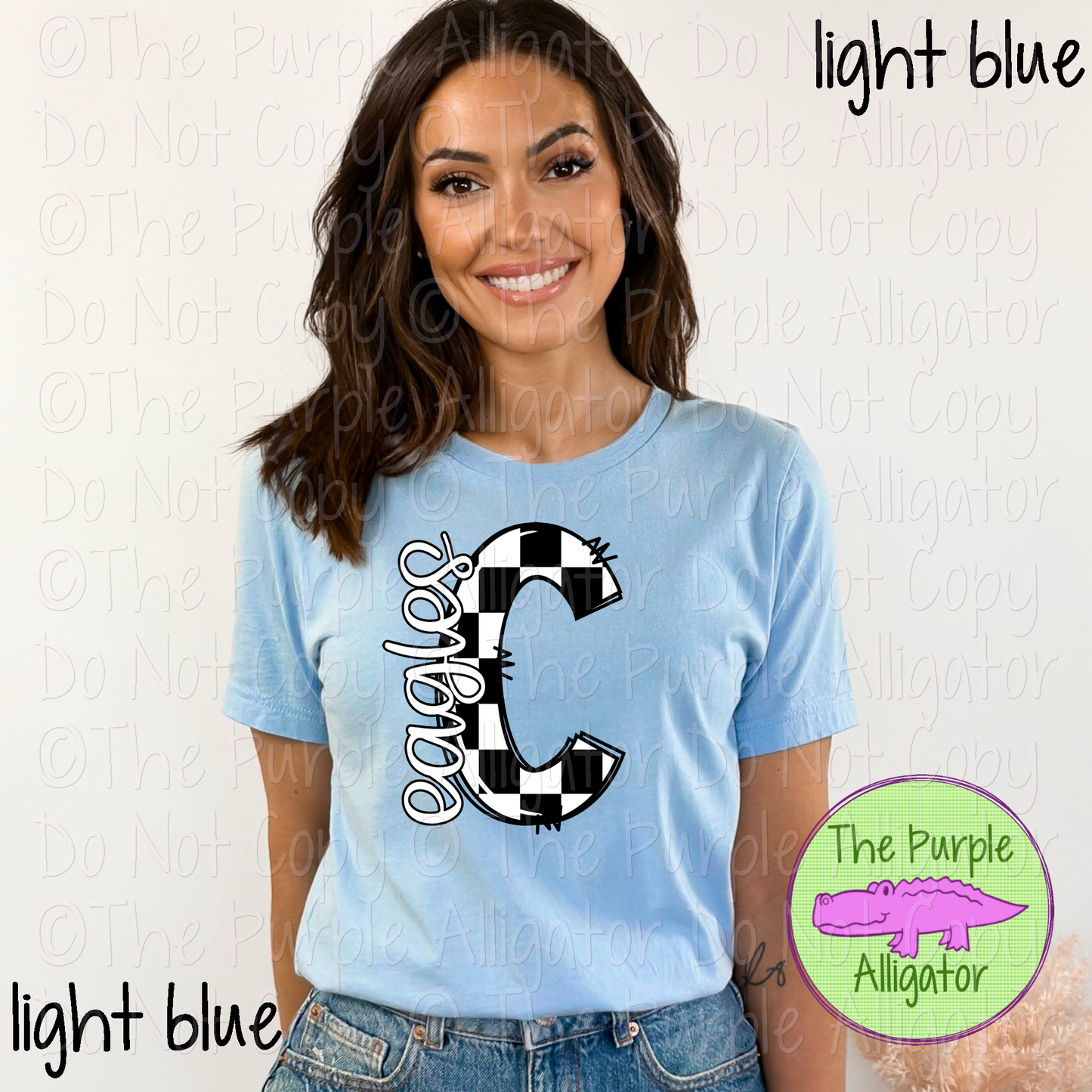 C Eagles Check Initial Mascot School Spirit Wear 0225 (d2f TPA)