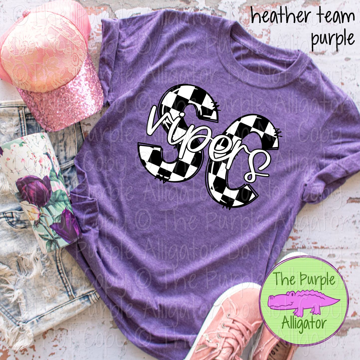 SC Vipers Check Initial Mascot School Spirit Wear 0225 (d2f TPA)