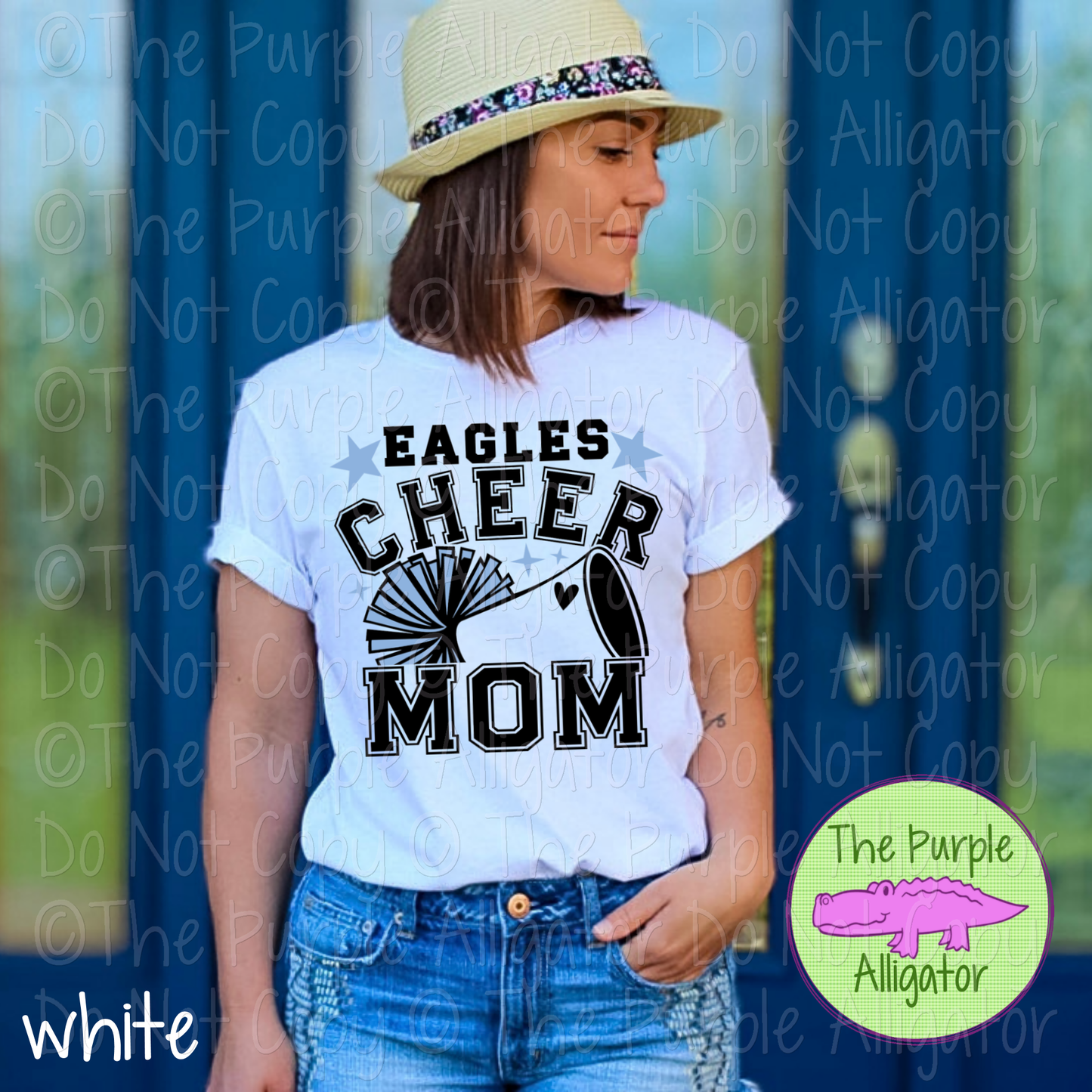 Eagles Cheer Mom Varsity | School Spirit Design for Moms | Custom Mascot Cheerleading Apparel - CHOOSE YOUR DESIGN COLORS - 0725 (d2f TAS)