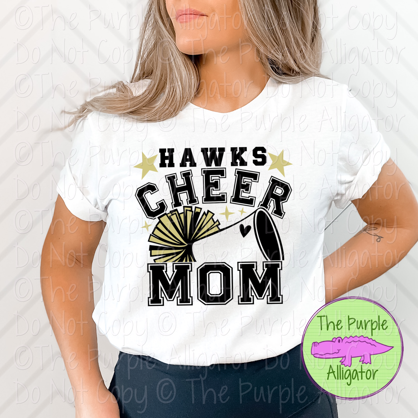 Hawks Cheer Mom Varsity | School Spirit Design for Moms | Custom Mascot Cheerleading Apparel - CHOOSE YOUR DESIGN COLORS - 0725 (d2f TAS)