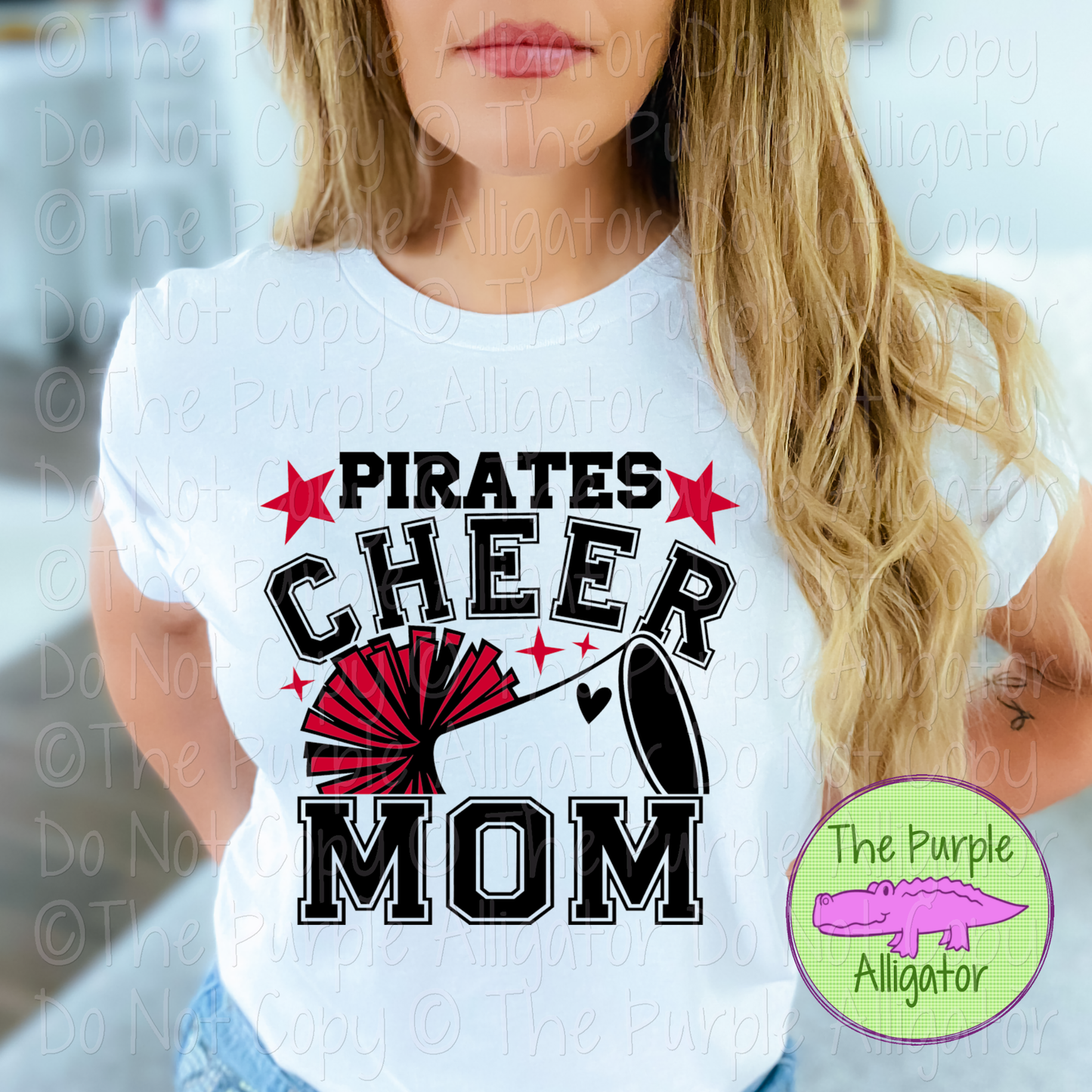 Pirates Cheer Mom Varsity | School Spirit Design for Moms | Custom Mascot Cheerleading Apparel - CHOOSE YOUR DESIGN COLORS - 0725 (d2f TAS)