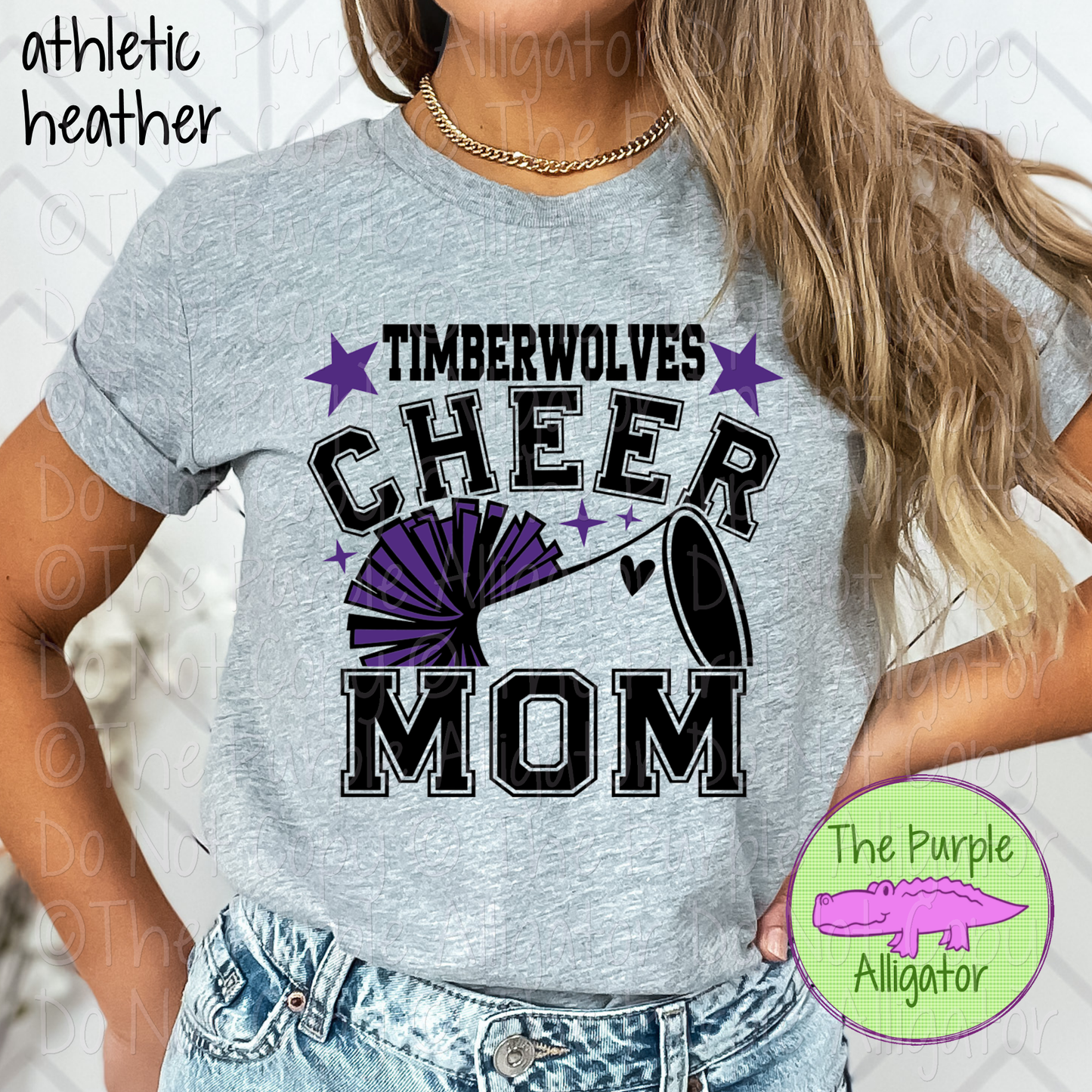 Timberwolves Cheer Mom Varsity | School Spirit Design for Moms | Custom Mascot Cheerleading Apparel - CHOOSE YOUR DESIGN COLORS - 0725 (d2f TAS)