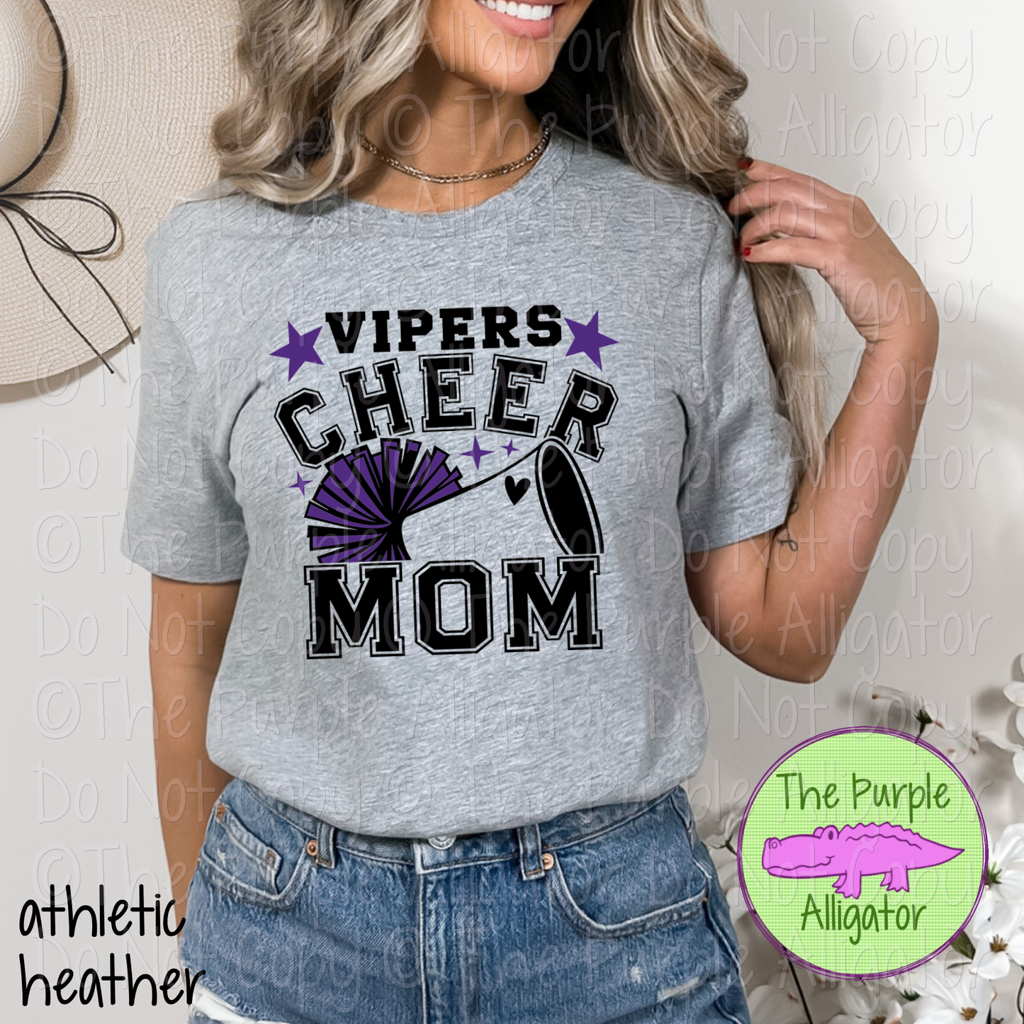 Vipers Cheer Mom Varsity | School Spirit Design for Moms | Custom Mascot Cheerleading Apparel - CHOOSE YOUR DESIGN COLORS - 0725 (d2f TAS)