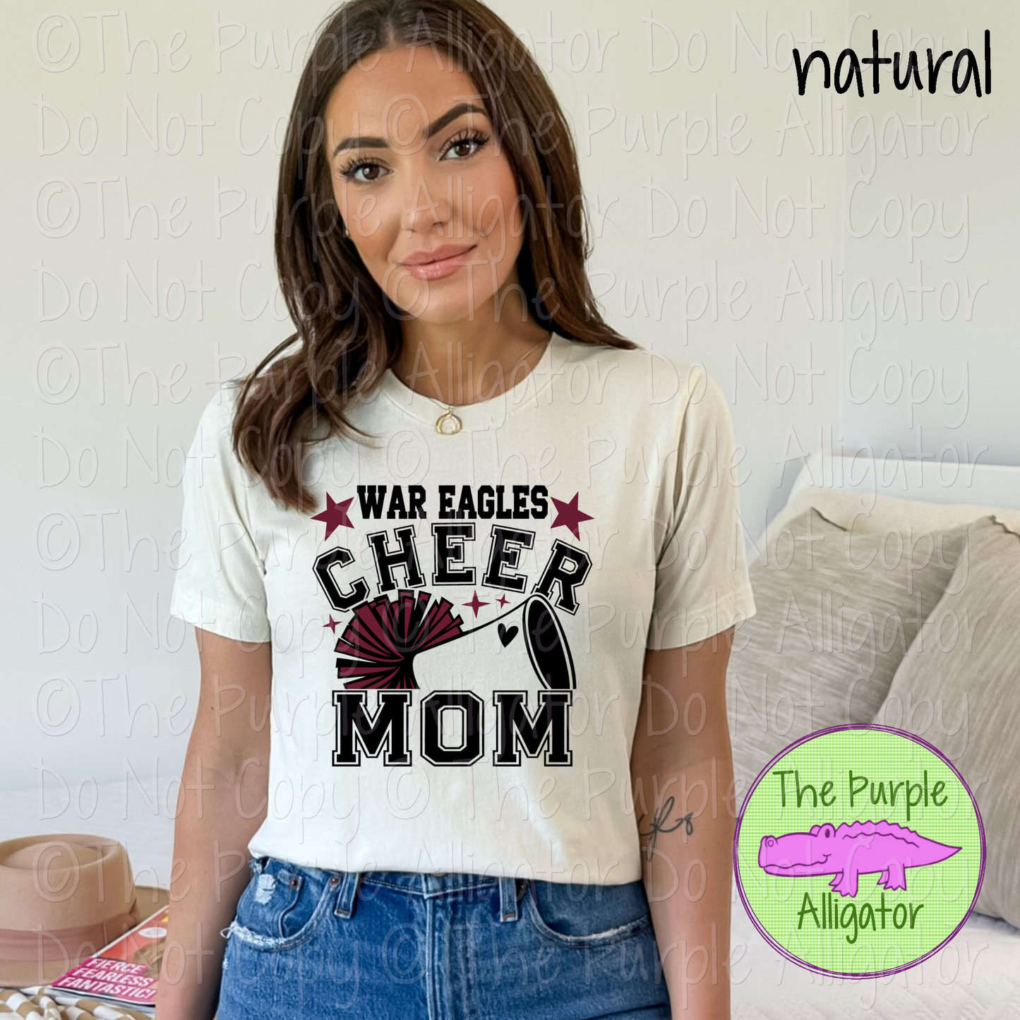 War Eagles Cheer Mom Varsity | School Spirit Design for Moms | Custom Mascot Cheerleading Apparel - CHOOSE YOUR DESIGN COLORS - 0725 (d2f TAS)