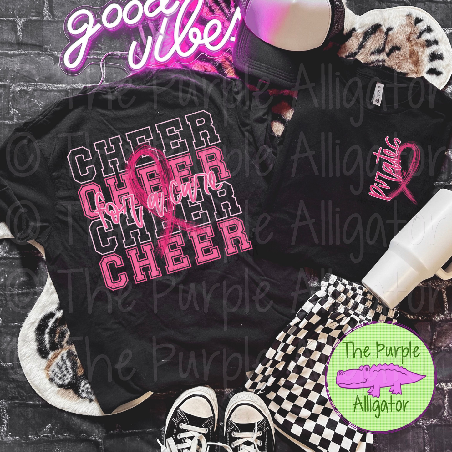 Pirates Cheer Stacked For a Cure Pink Ribbon Front/Back (d2f SWD)