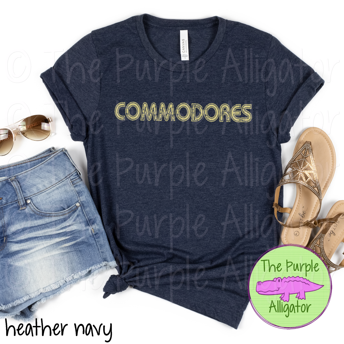 Commodores MGIR Distressed Mascot School Spirit - CHOOSE YOUR TEXT COLOR (d2f TPA)