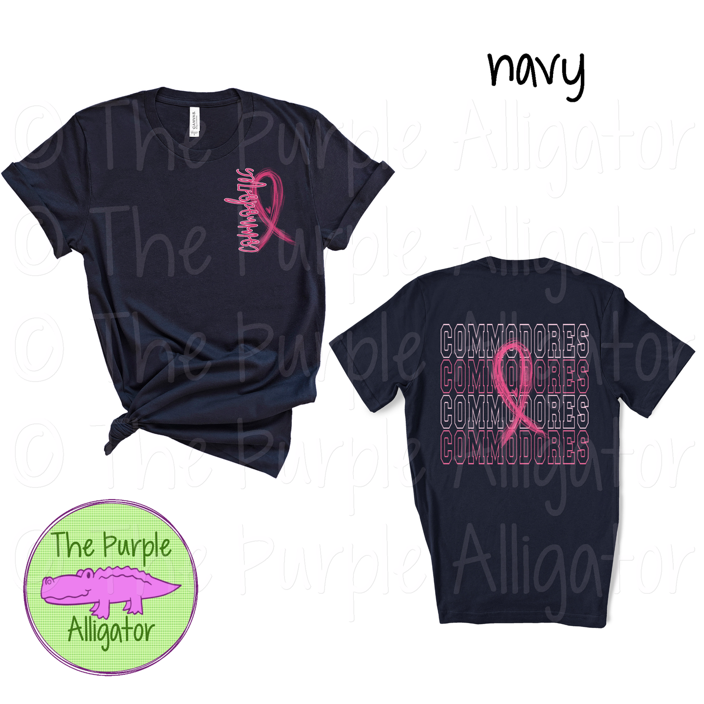 Commodores Stacked Pink Ribbon Front/Back (d2f SWD)