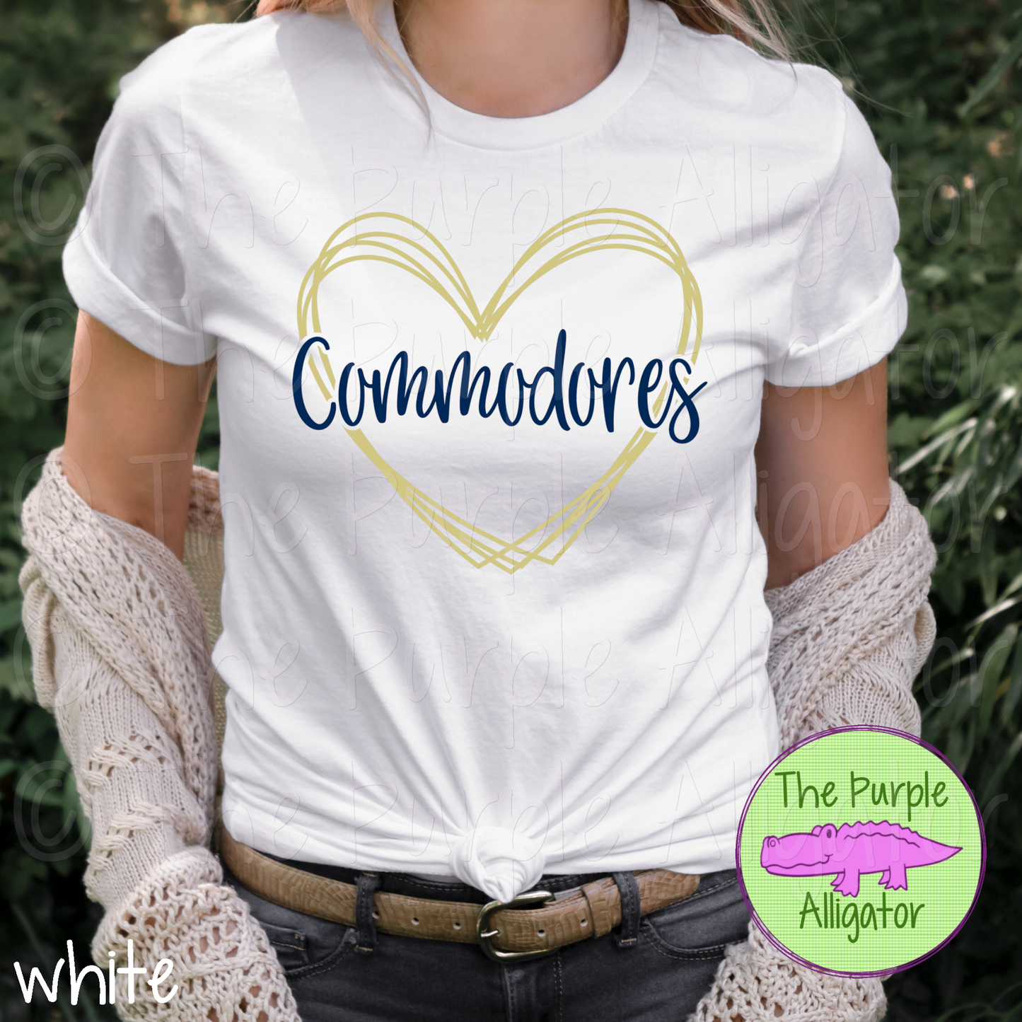 Commodores Heart Frame Mascot School Spirit CHOOSE YOUR DESIGN COLORS (d2f TPA)