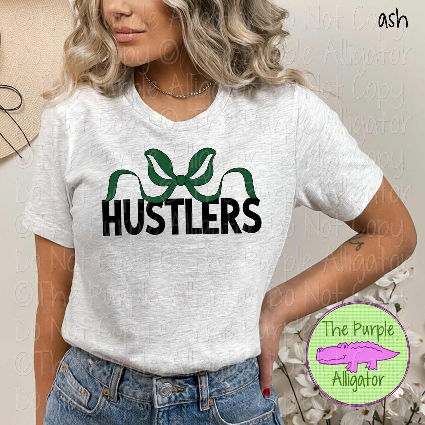 Hustlers Coquette Bow Mascot School Spirit - CHOOSE YOUR BOW AND TEXT COLOR 0225 (d2f TPA)