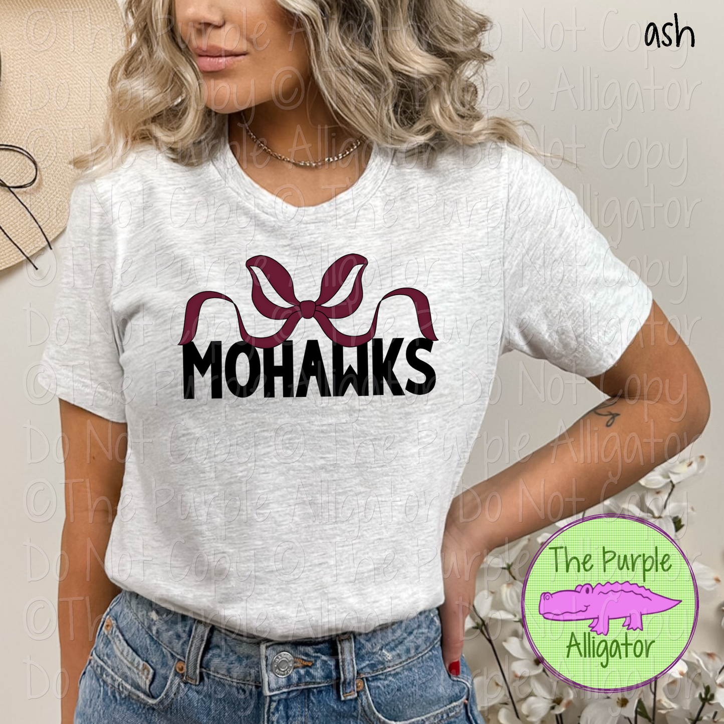 Mohawks Coquette Bow Mascot School Spirit - CHOOSE YOUR BOW AND TEXT COLOR 0225 (d2f TPA)
