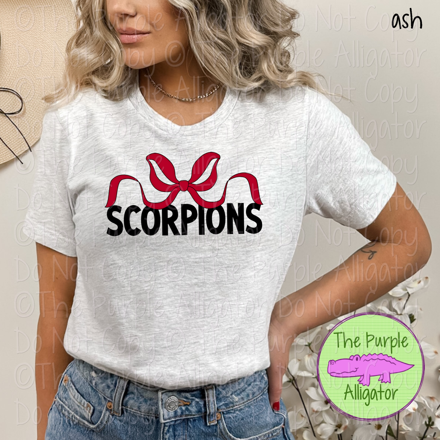 Scorpions Coquette Bow Mascot School Spirit - CHOOSE YOUR BOW AND TEXT COLOR 0225 (d2f TPA)