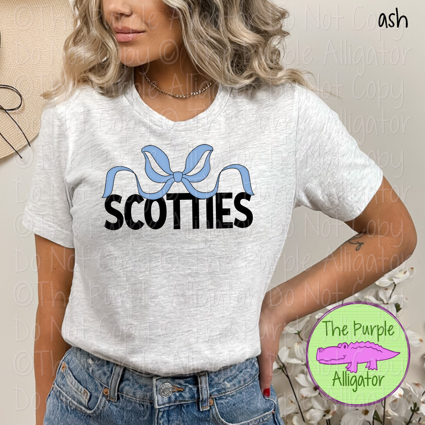 Scotties Coquette Bow Mascot School Spirit - CHOOSE YOUR BOW AND TEXT COLOR 0225 (d2f TPA)