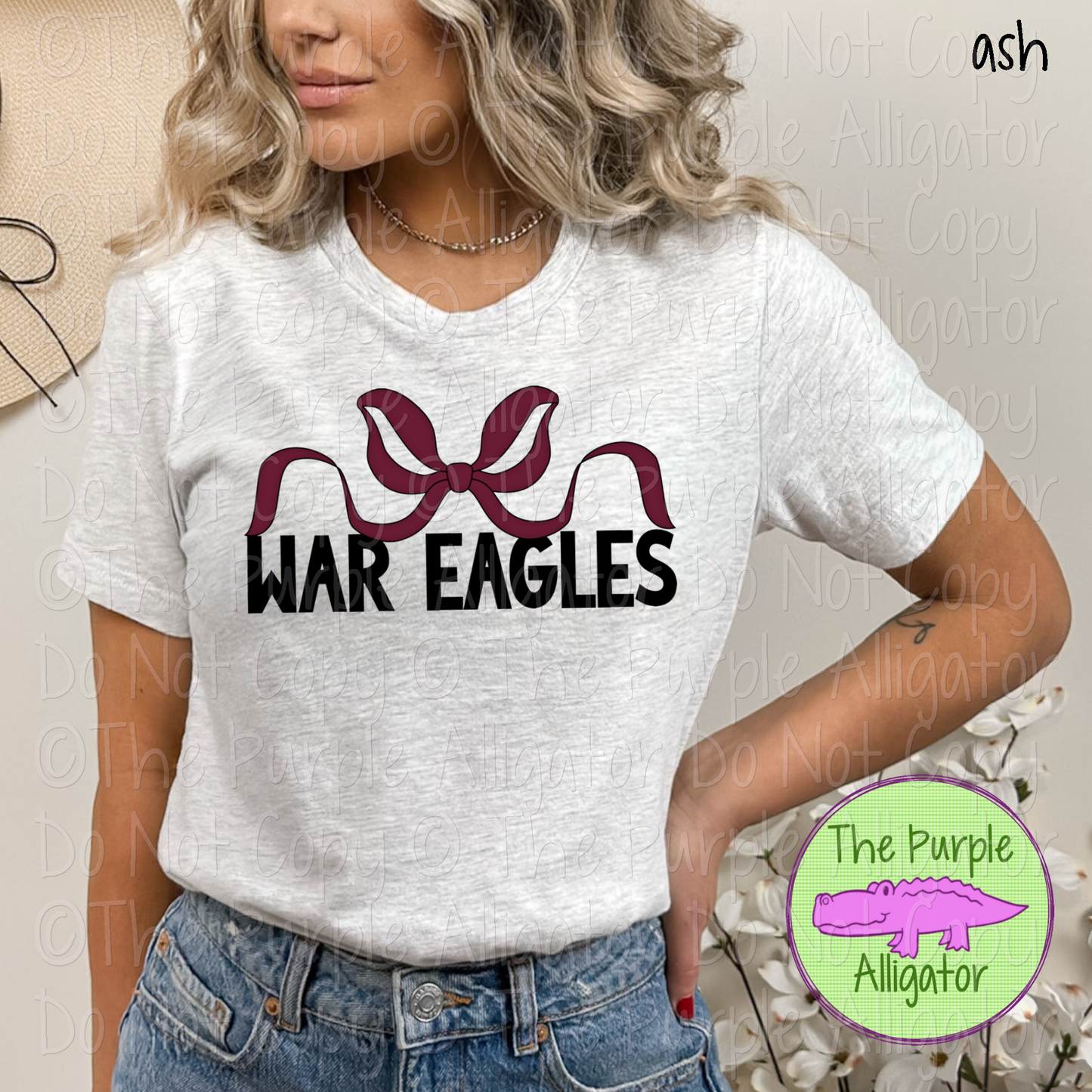War Eagles Coquette Bow Mascot School Spirit - CHOOSE YOUR BOW AND TEXT COLOR 0225 (d2f TPA)