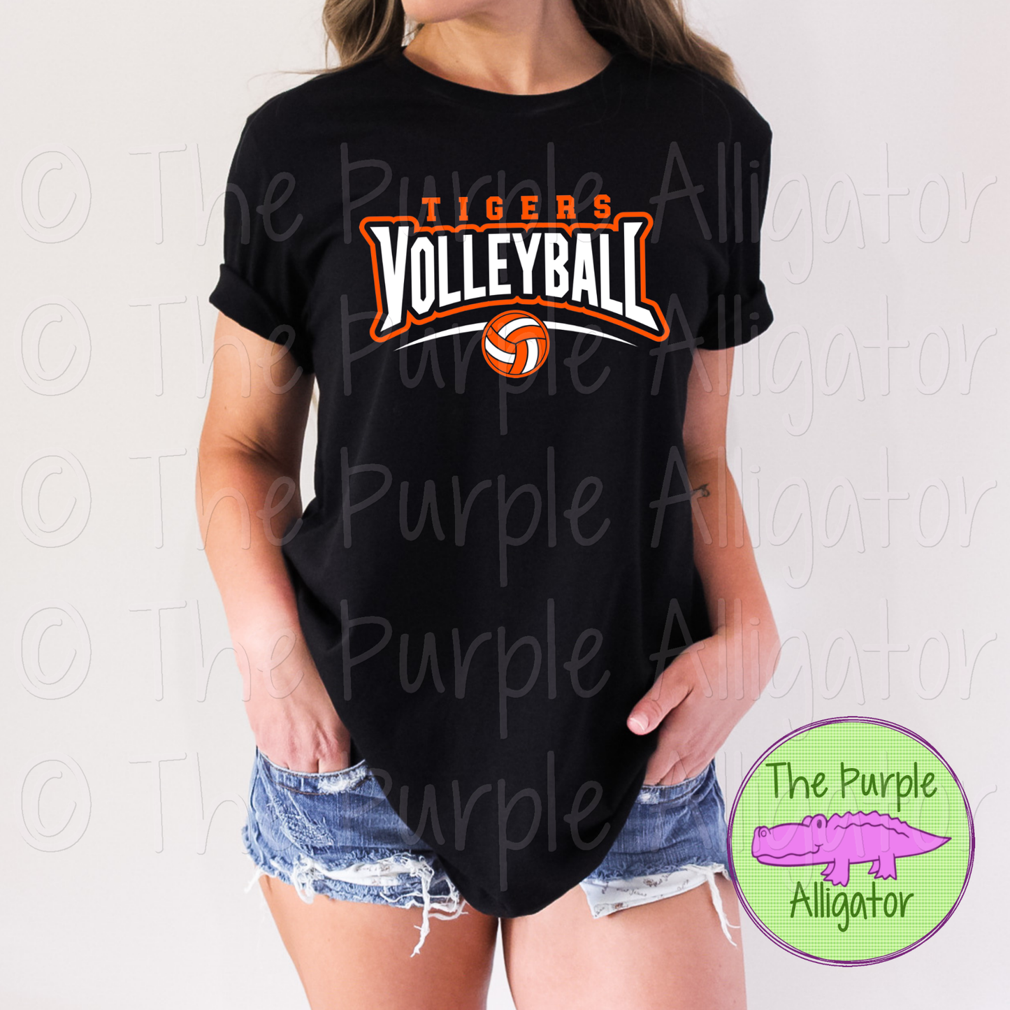 Tigers Volleyball SC55 Mascot School Spirit - CHOOSE YOUR DESIGN COLORS (d2f TPA)
