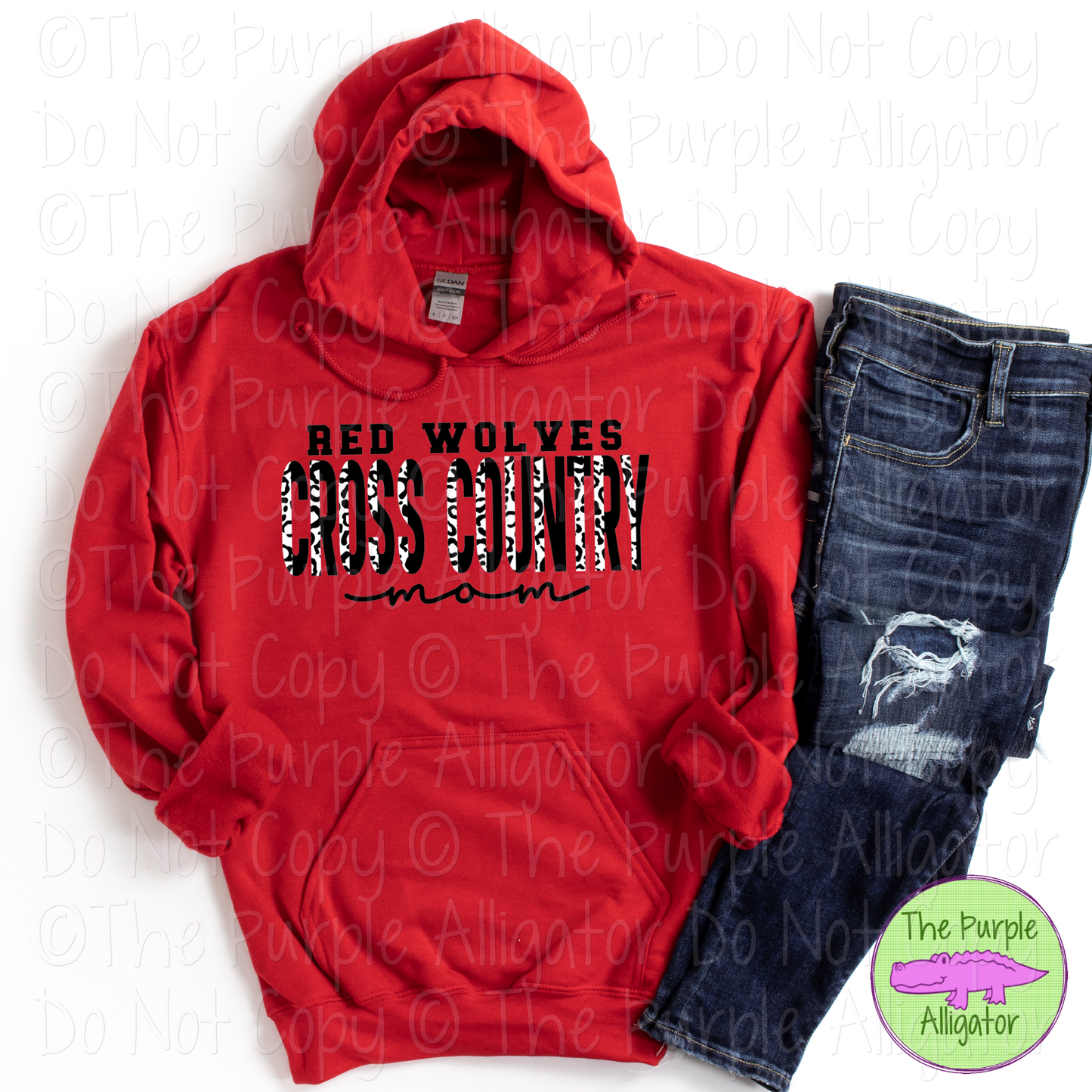 Red Wolves Cross Country Mom SC7 Mascot School Spirit - CHOOSE YOUR DESIGN COLORS (d2f TPA)
