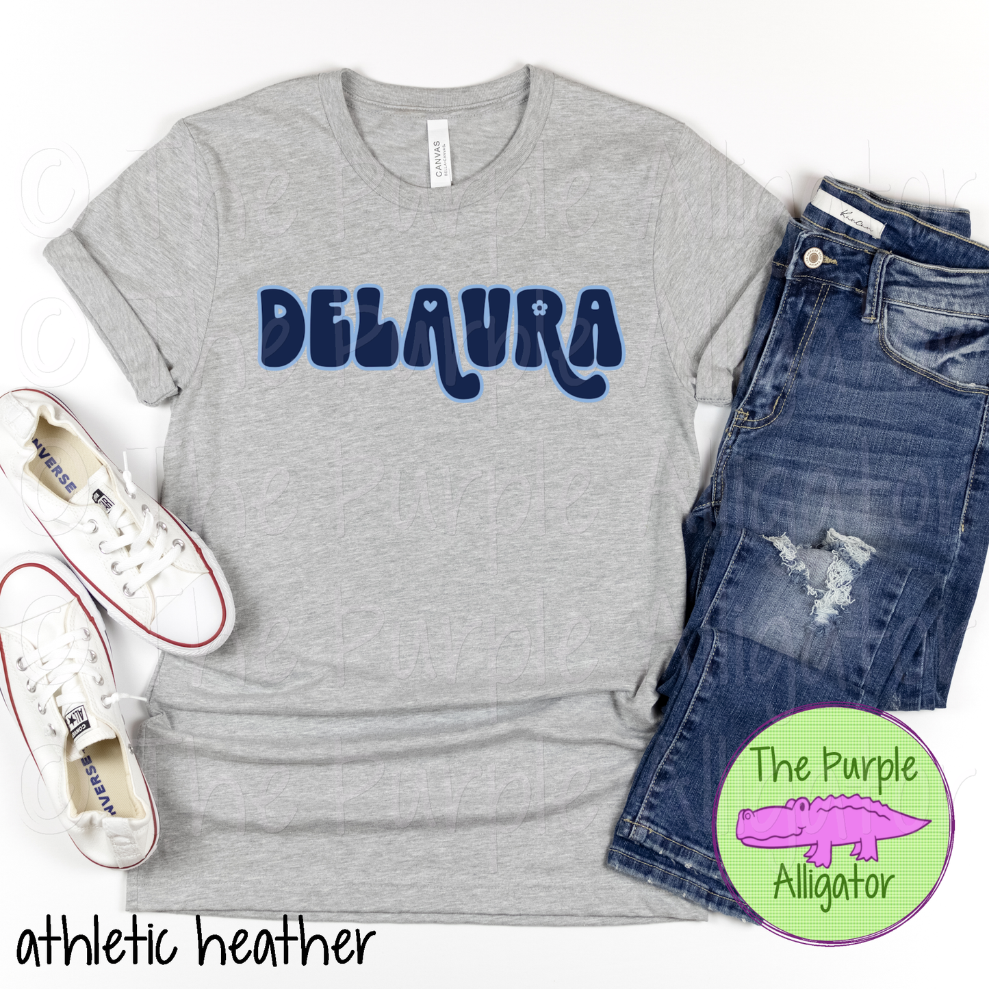 DeLaura Retro Swash Spirit Wear - Custom Two-Color Design - CHOOSE YOUR DESIGN COLORS (d2f TPA)