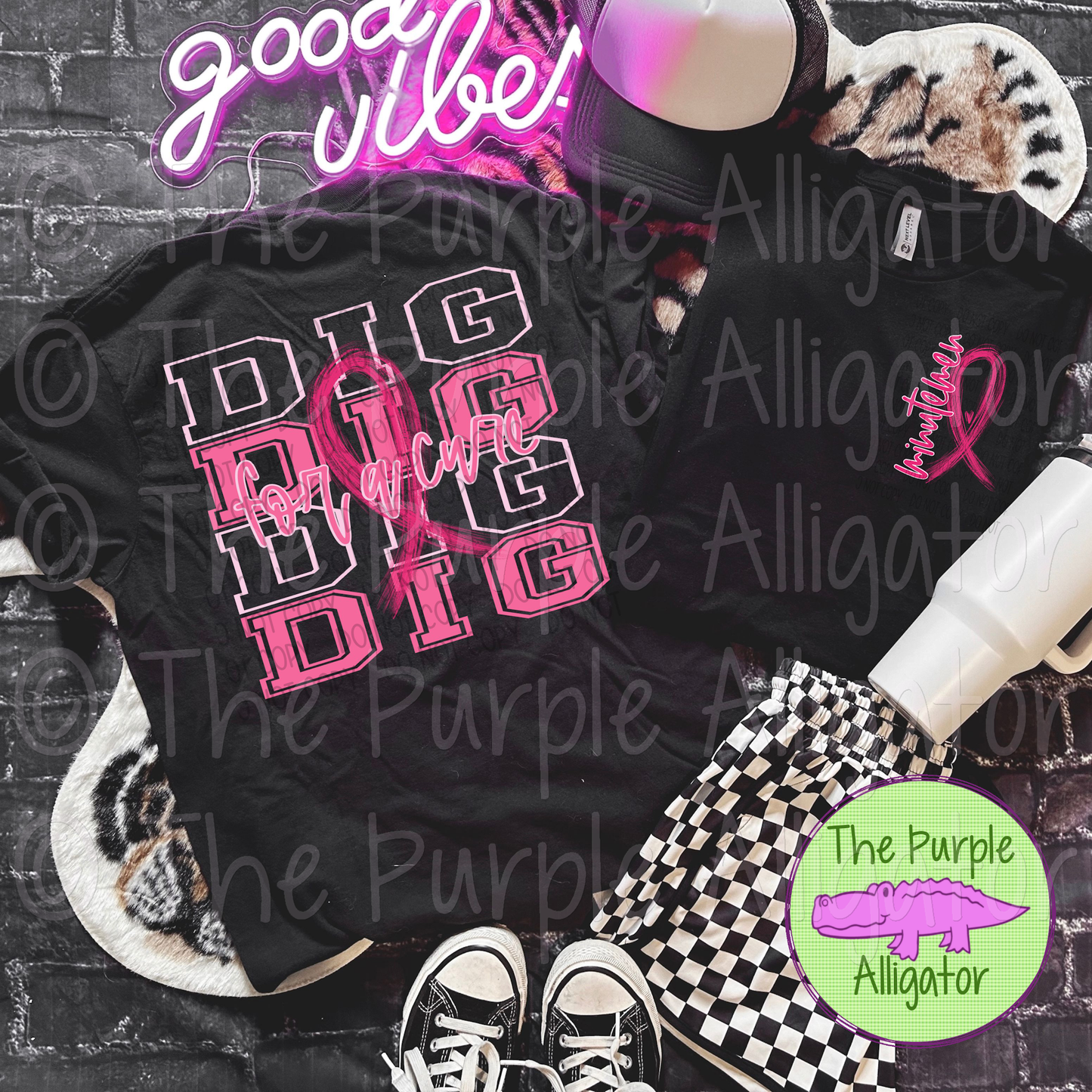 Minutemen Dig Stacked For a Cure Pink Ribbon Front/Back (d2f SWD)