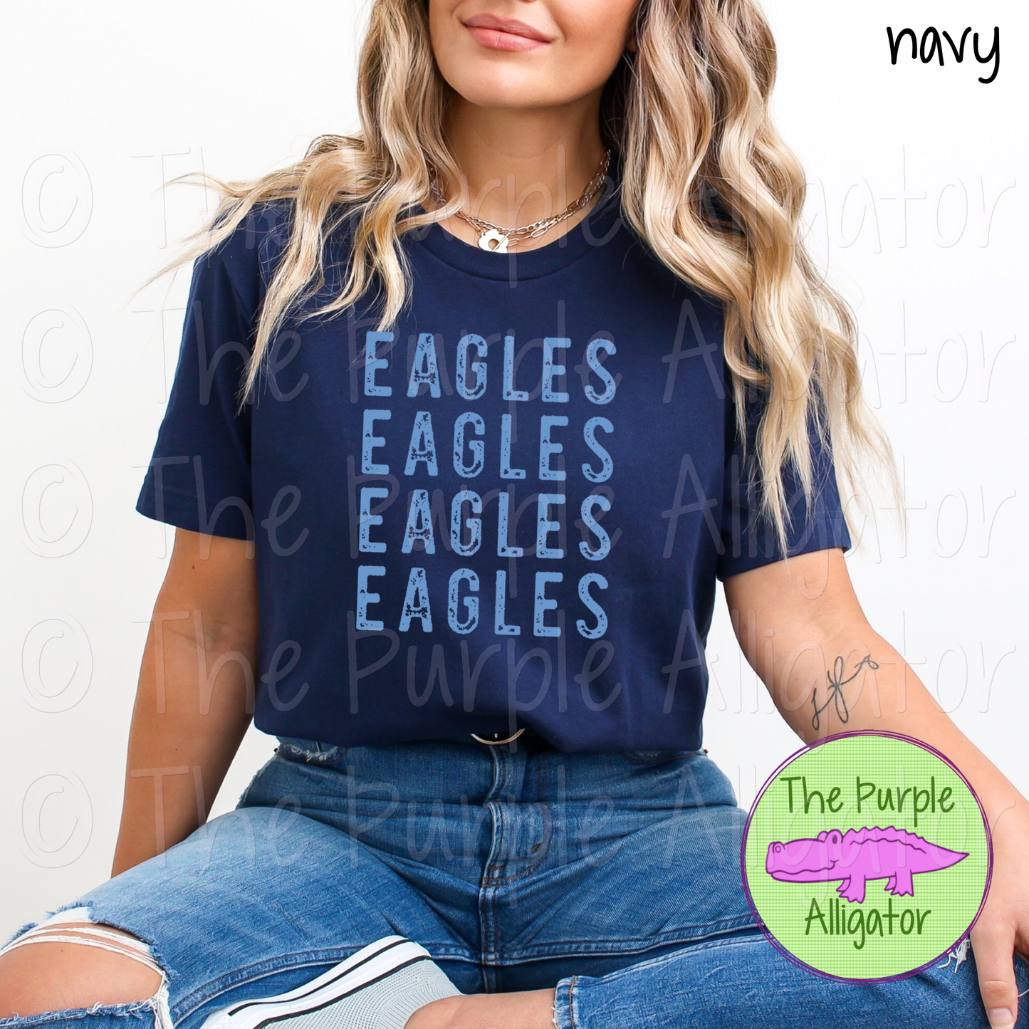 Eagles Grunge Stack Mascot School Spirit - CHOOSE YOUR DESIGN COLOR (d2f TPA)