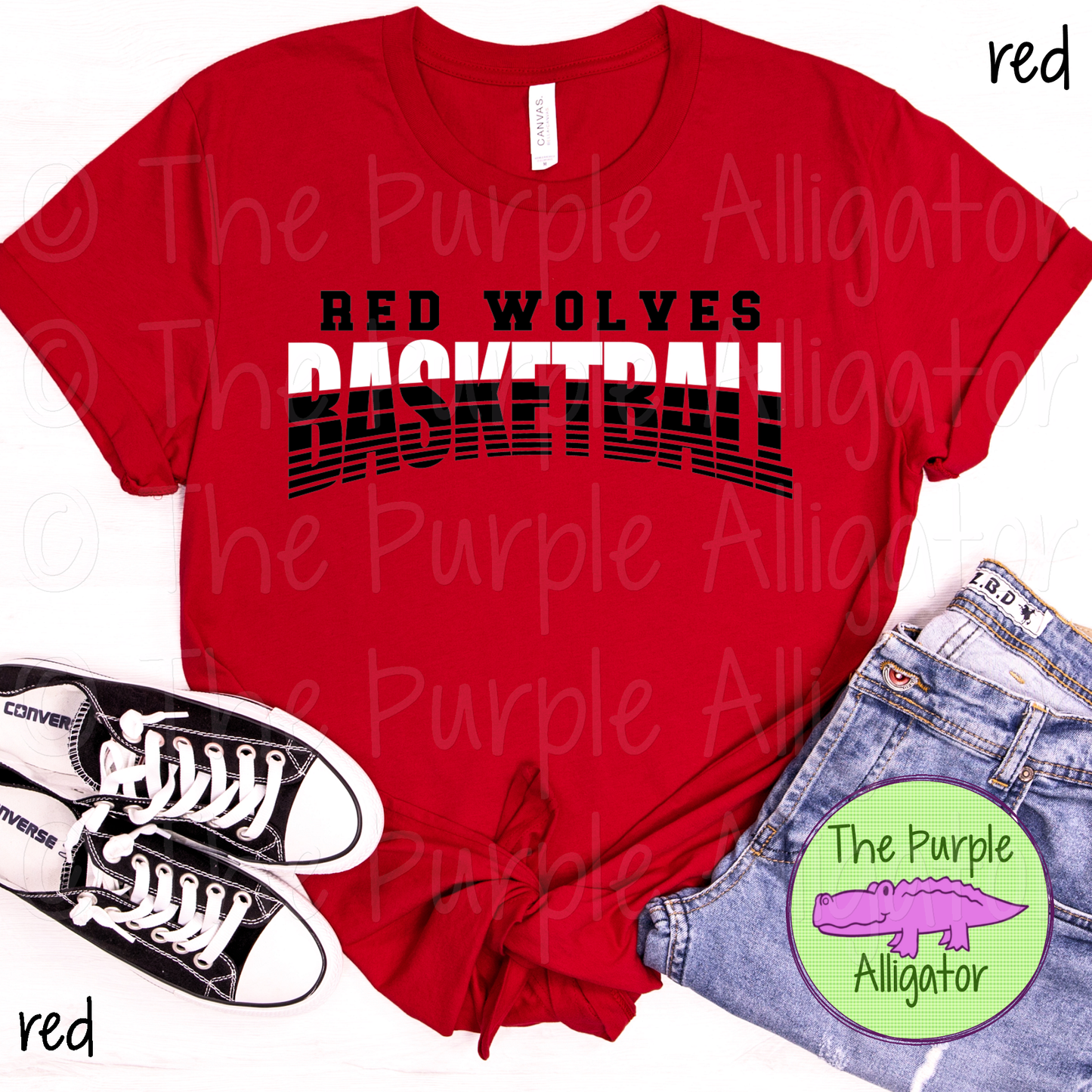 Red Wolves Basketball SC40 Mascot School Spirit - CHOOSE YOUR DESIGN COLORS (d2f TPA)