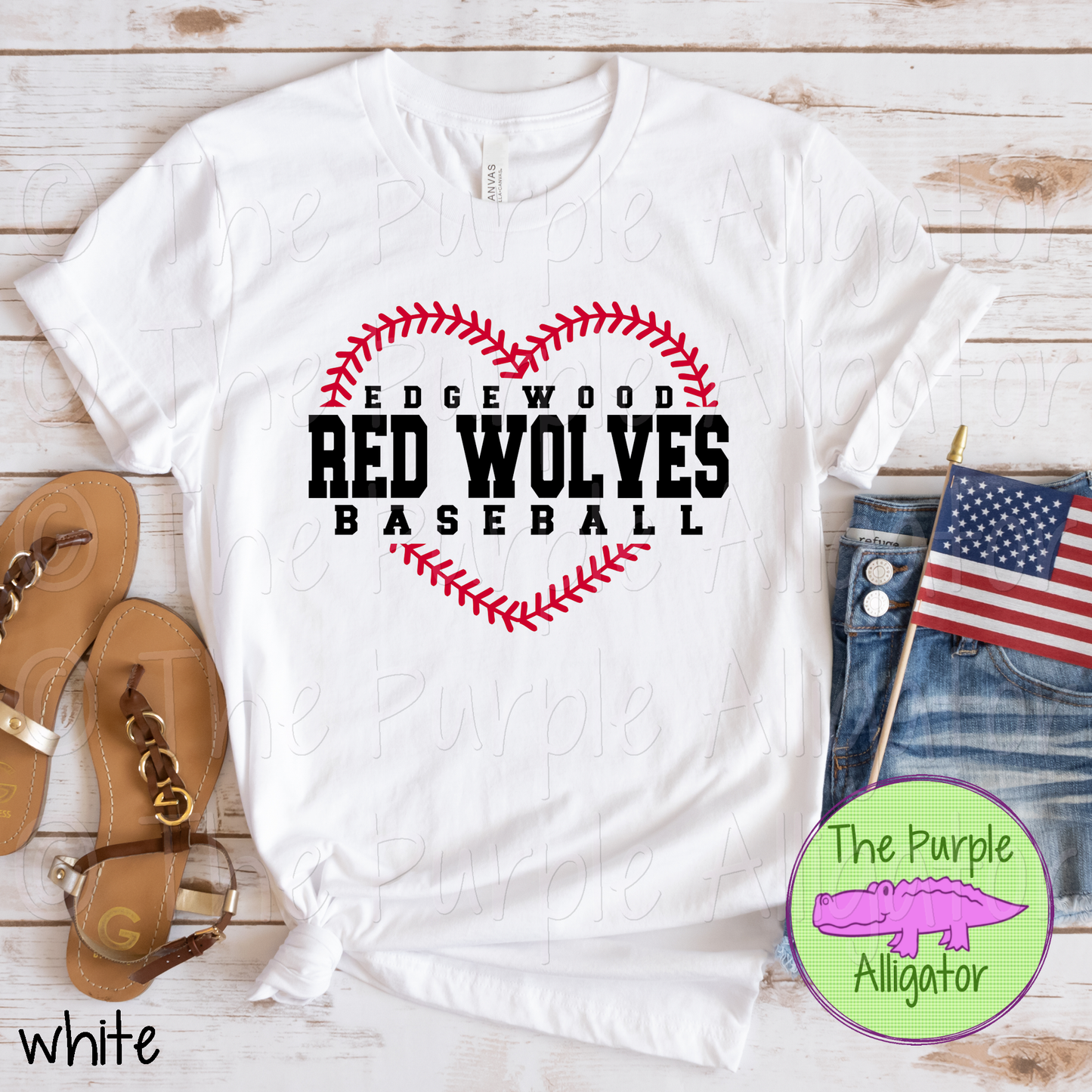 Edgewood Red Wolves Baseball SC63 Mascot School Spirit - CHOOSE YOUR TEXT COLOR (d2f TPA)