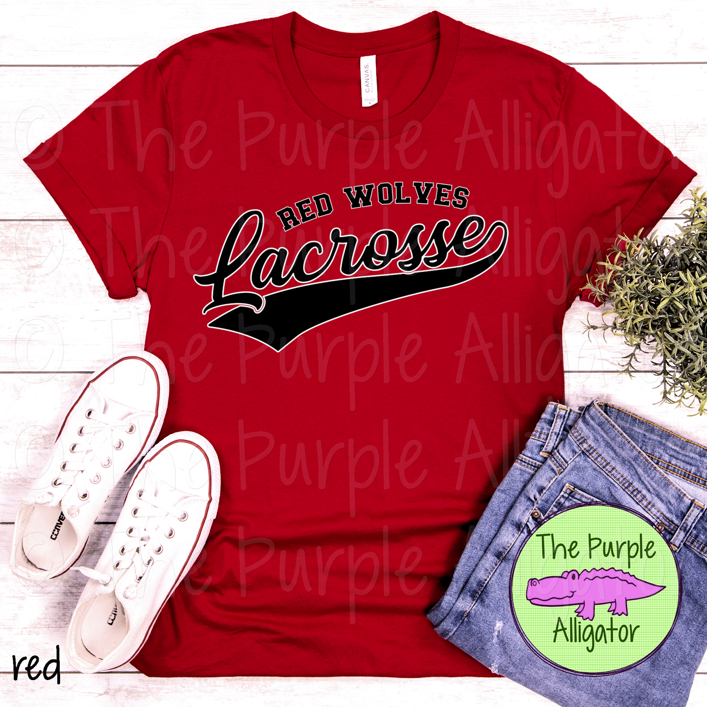 Red Wolves Lacrosse SC10 Mascot School Spirit - CHOOSE YOUR DESIGN COLOR (d2f TPA)