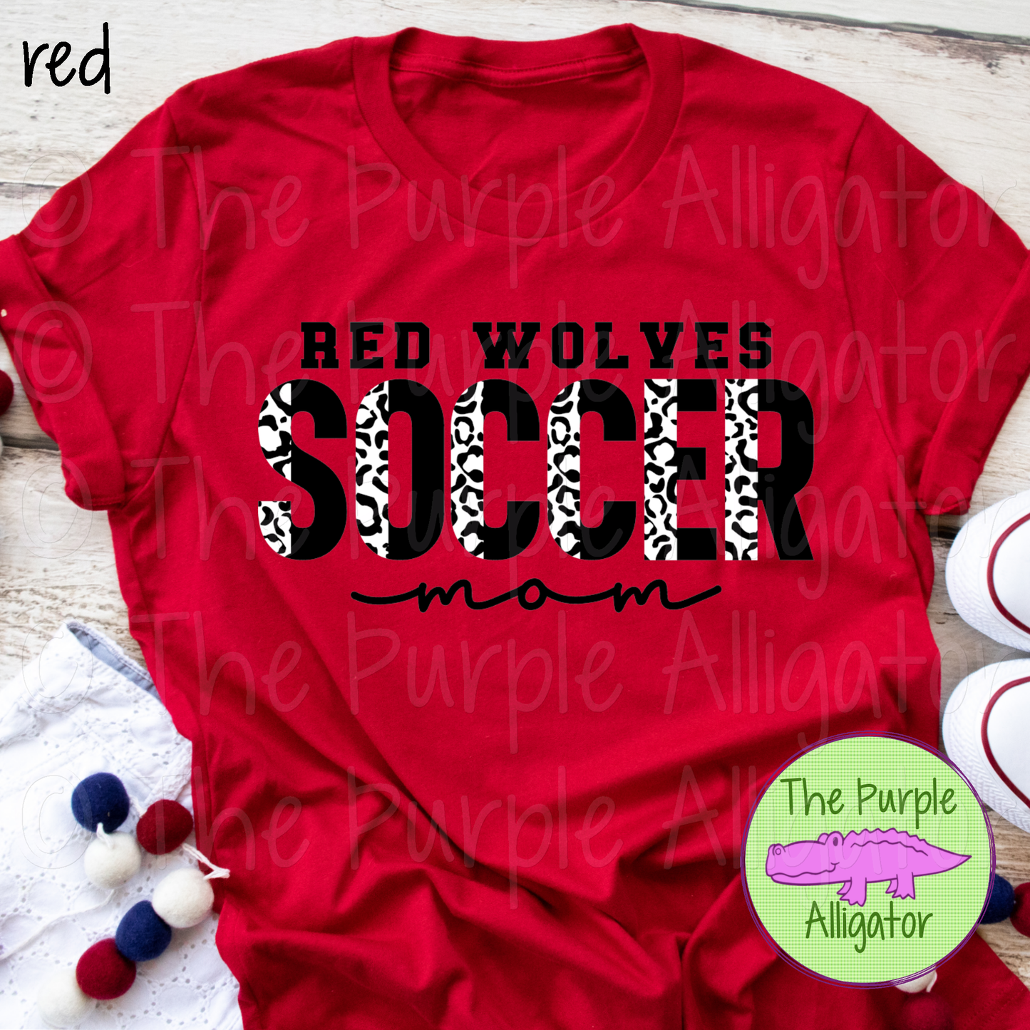 Red Wolves Soccer Mom SC32 Mascot School Spirit - CHOOSE YOUR DESIGN COLORS (d2f TPA)