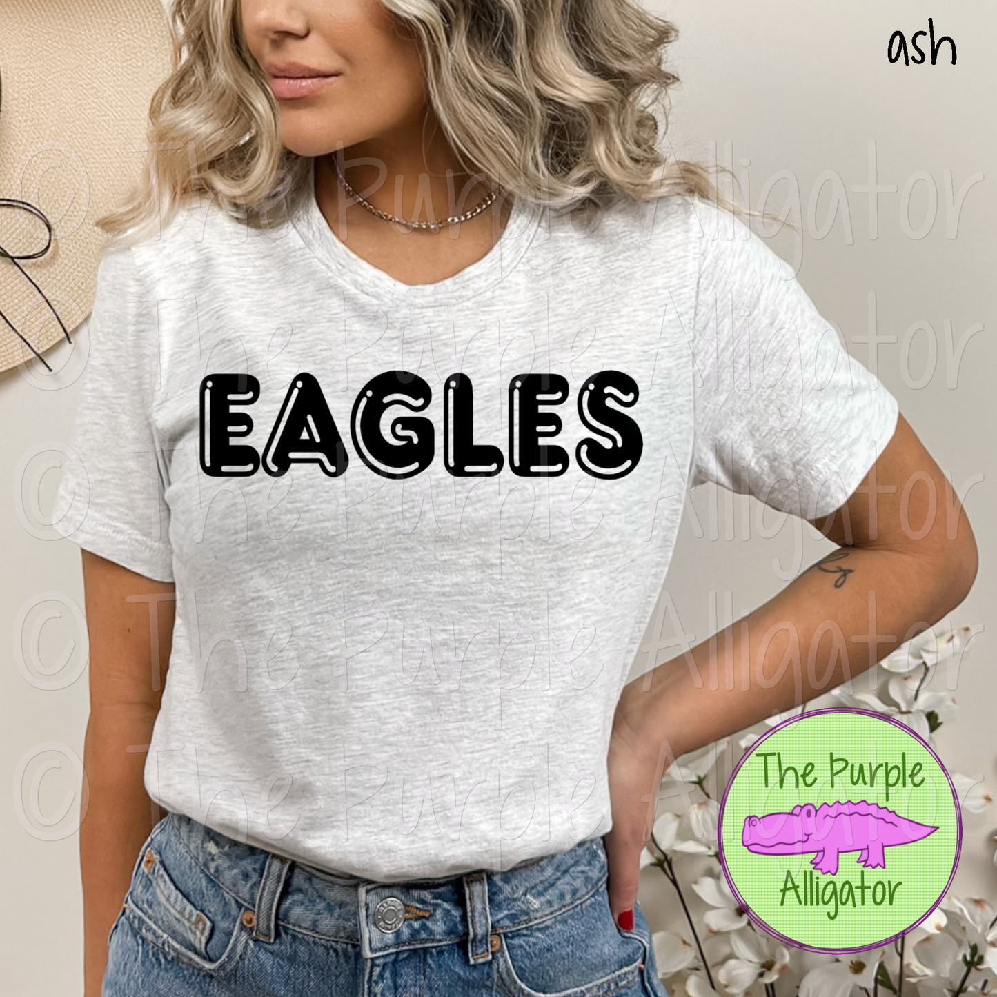 Eagles Bubble Frft Mascot School Spirit - CHOOSE YOUR TEXT COLOR (d2f TPA)