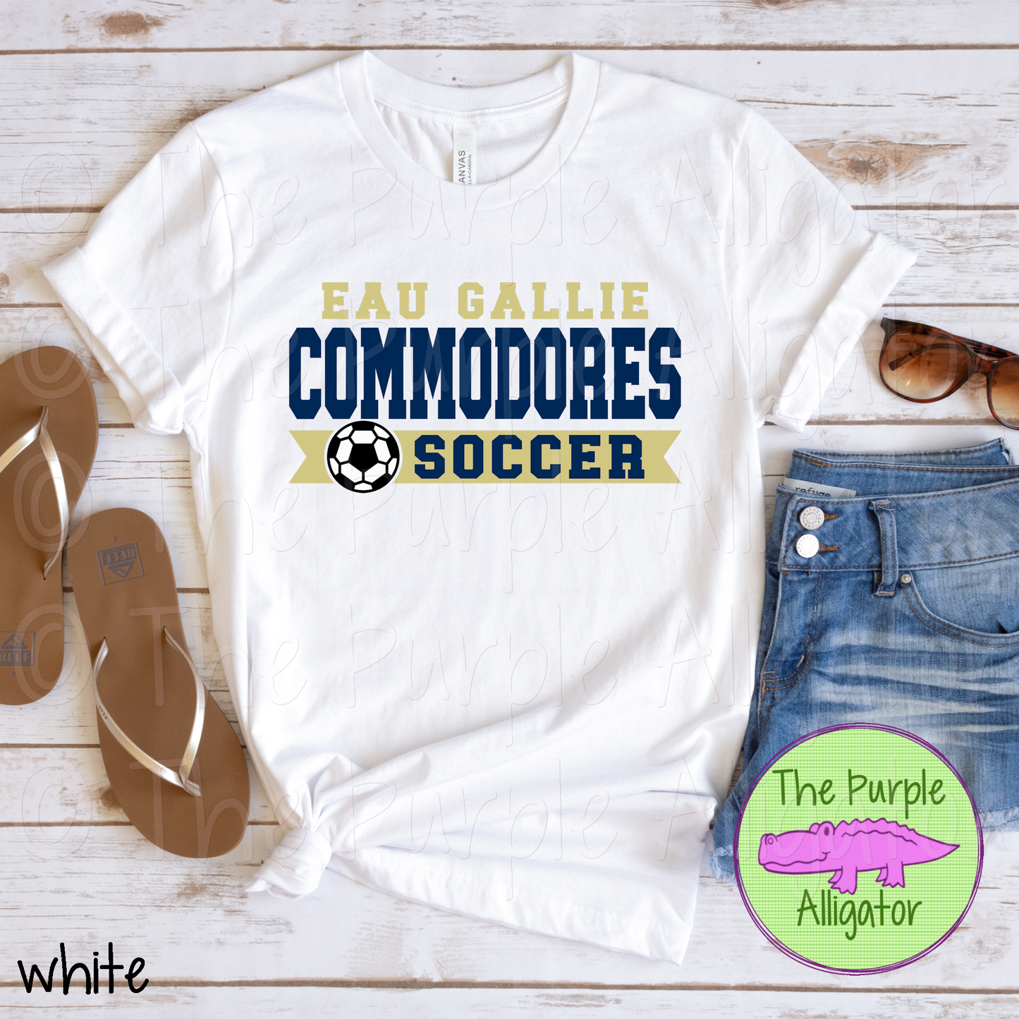 Eau Gallie Commodores Soccer SC6 Mascot School Spirit - CHOOSE YOUR DESIGN COLORS (d2f TPA)