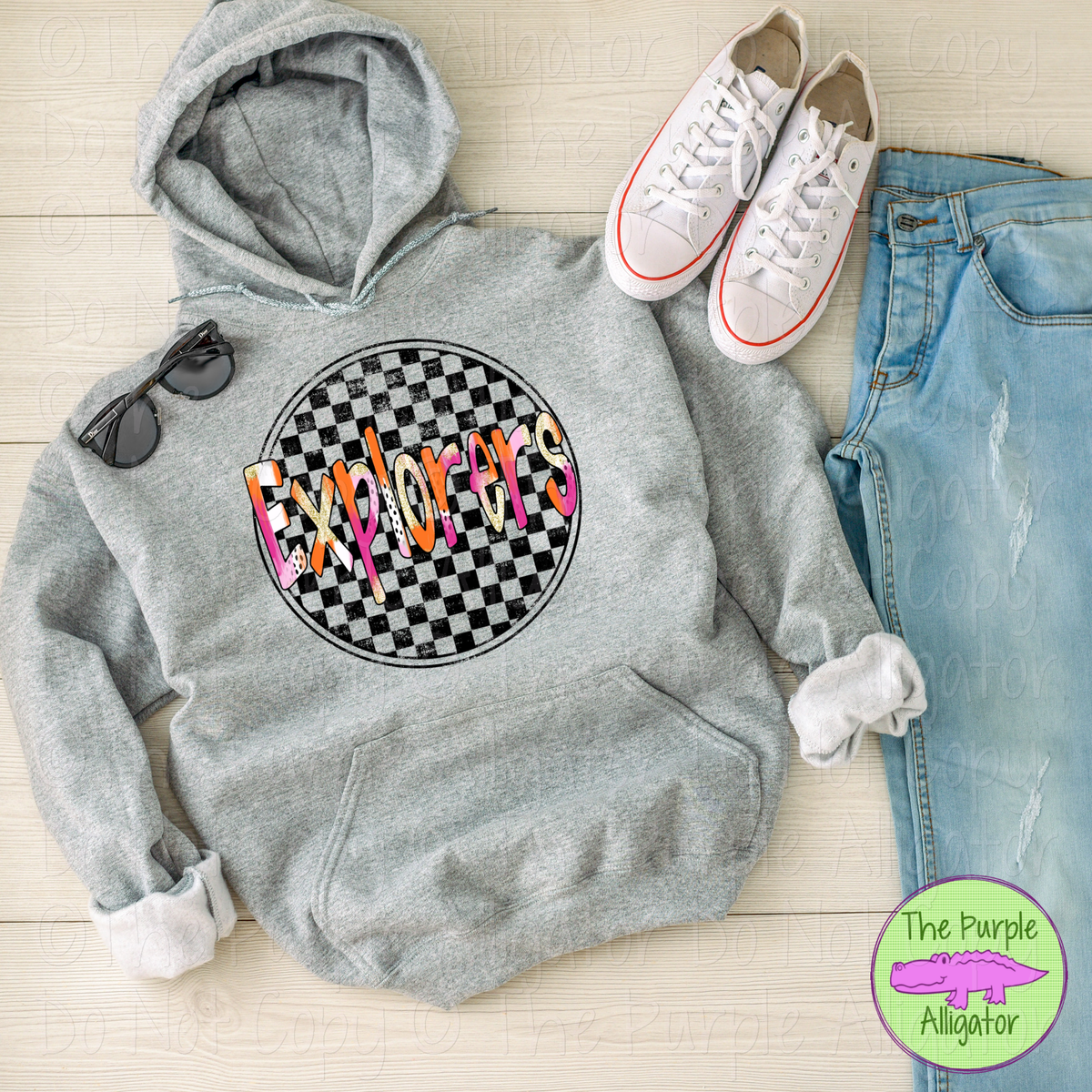 Explorers Preppy Checker | Distressed Checkered Custom Mascot Spirit Wear 0225 TPA