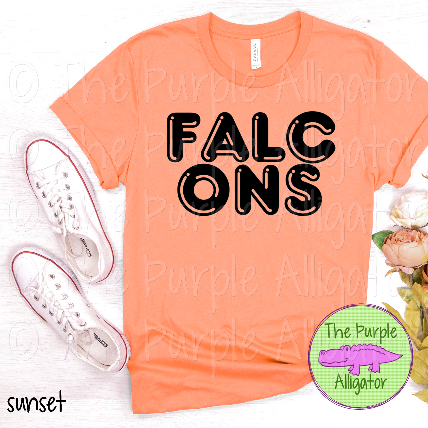 Falcons Bubble Frft Mascot School Spirit - CHOOSE YOUR TEXT COLOR (d2f TPA)