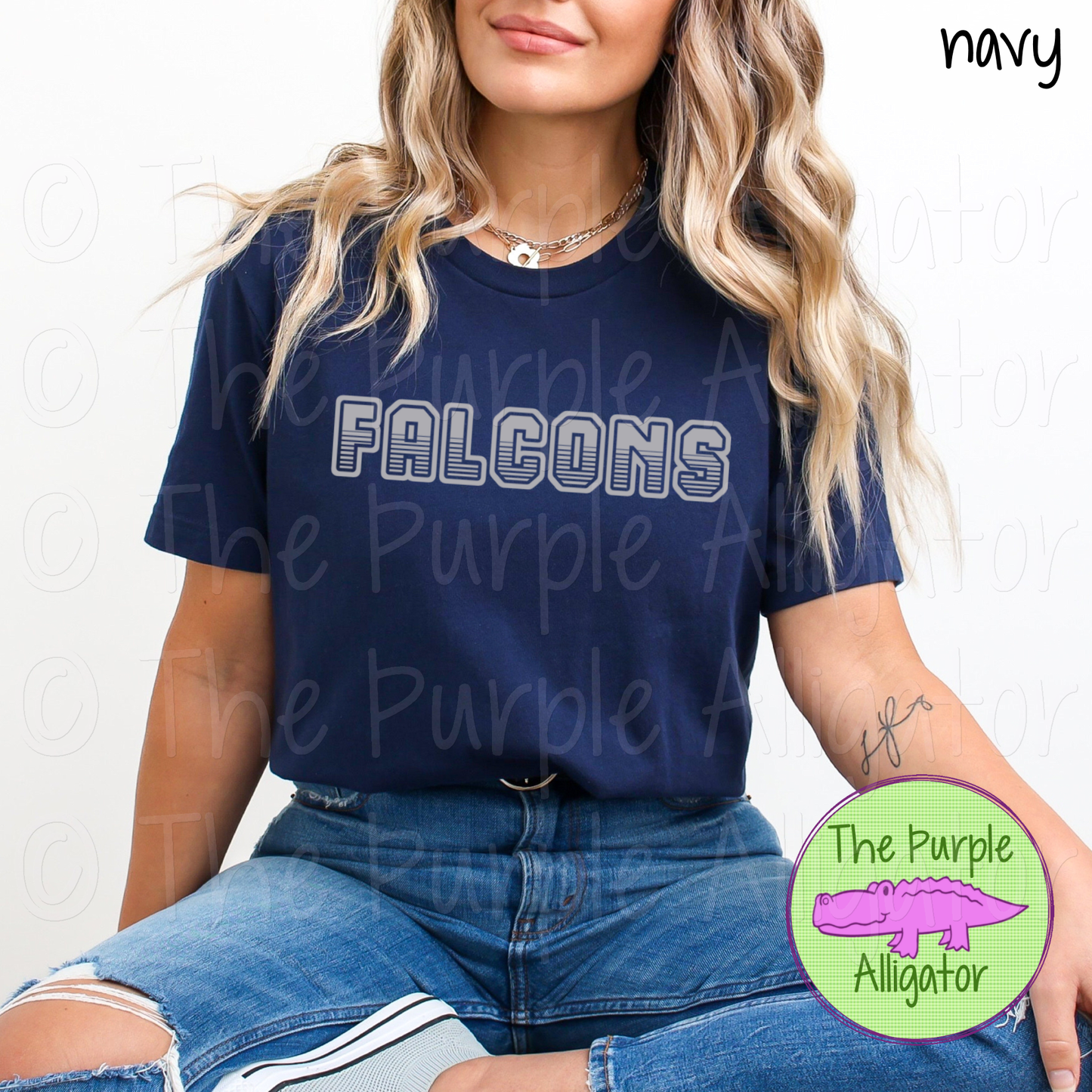 Falcons T401 | Varsity Letter Retro Spirit Wear - CHOOSE YOUR TEXT COLOR 0725 (d2f TPA)