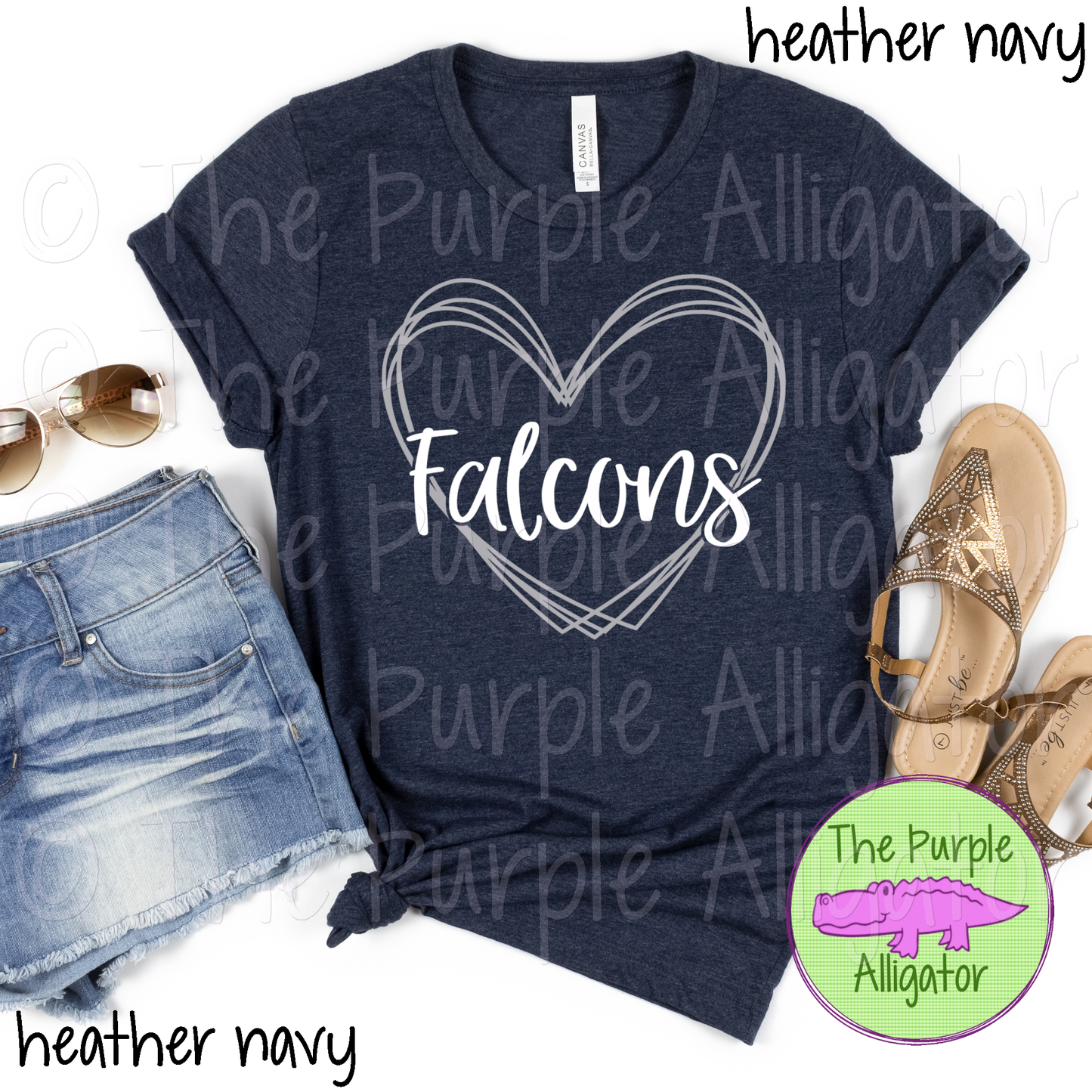 Falcons Heart Frame Mascot School Spirit CHOOSE YOUR DESIGN COLORS (d2f TPA)