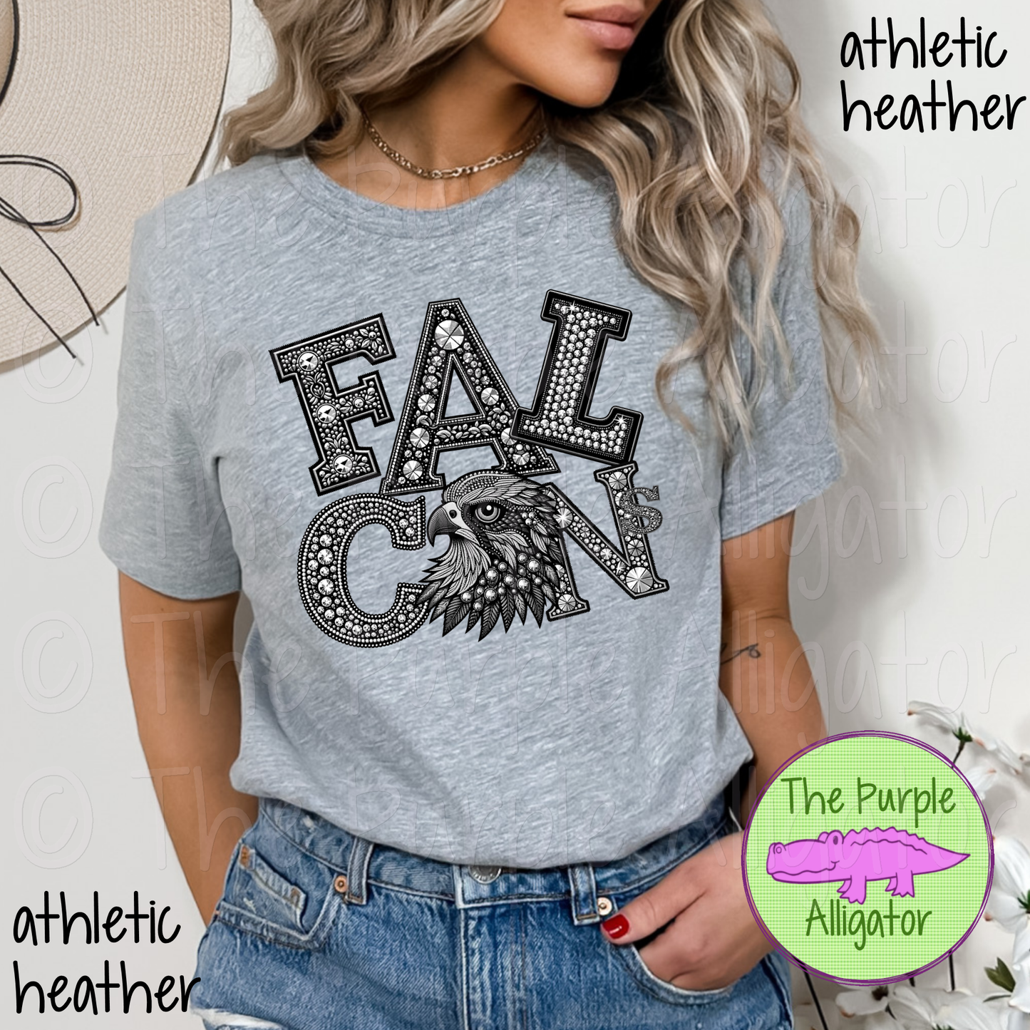 Falcons Faux Rhinestone Mascot School Spirit (d2f TED)