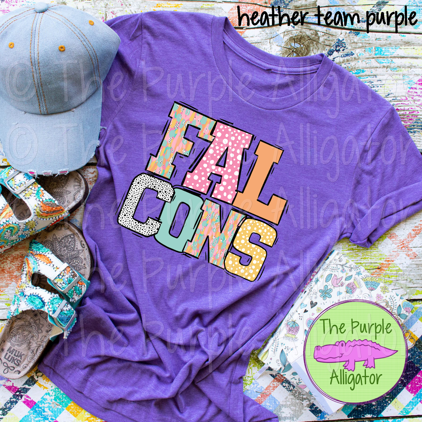 Falcons Pastel Stroke Varsity Mascot School Spirit (d2f BB)