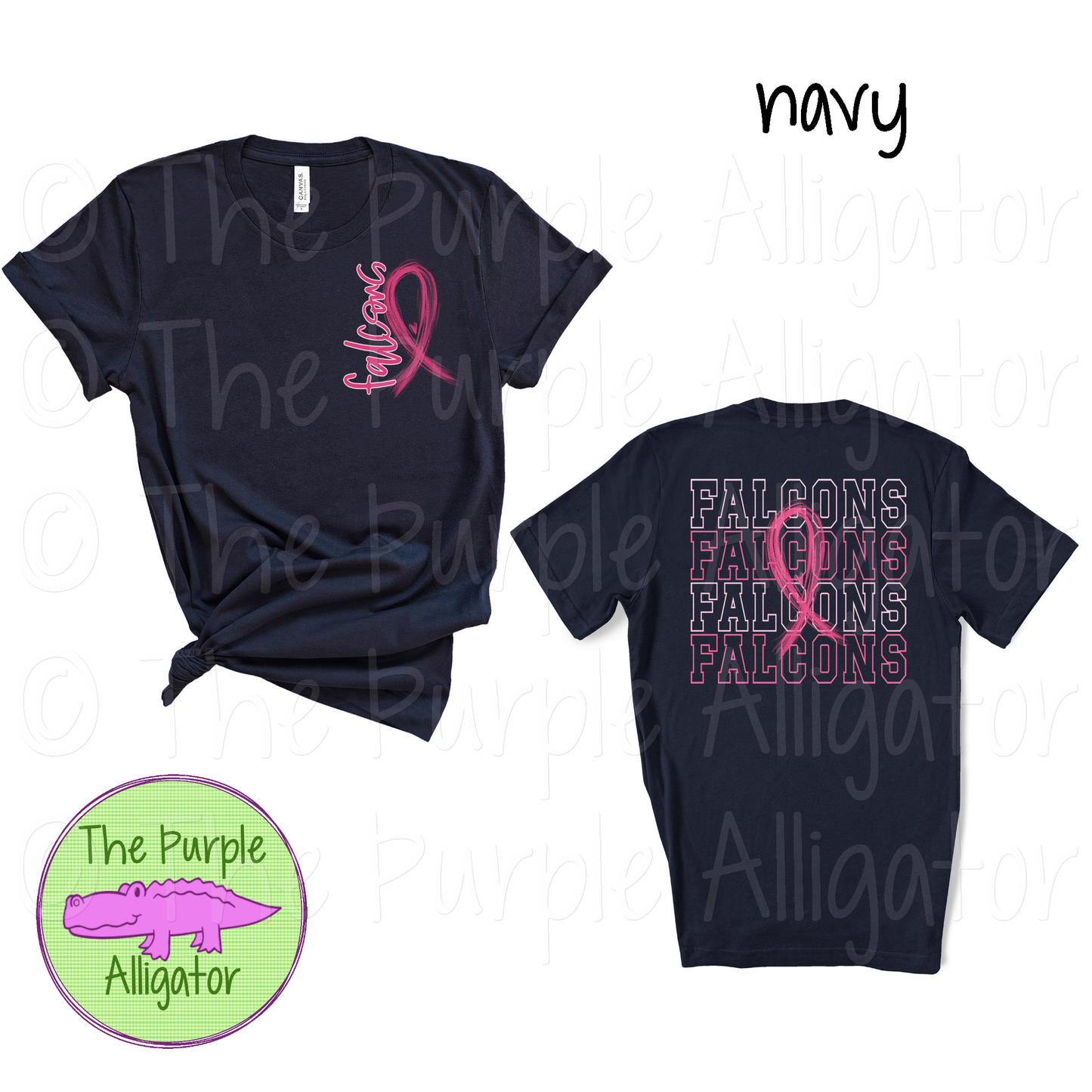 Falcons Stacked Pink Ribbon Front/Back (d2f SWD)