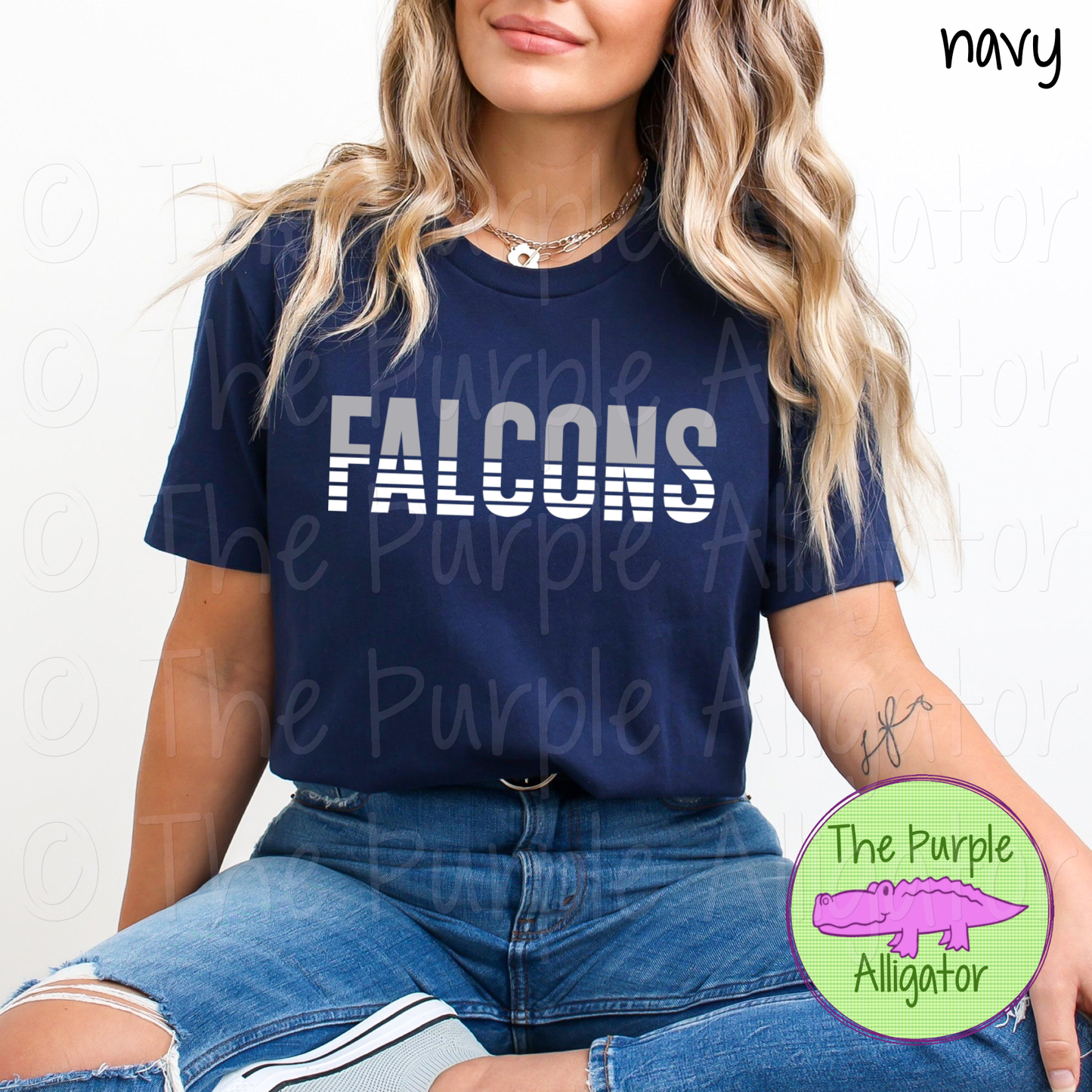 Falcons Split Alpha Mascot School Spirit - CHOOSE YOUR DESIGN COLORS (d2f TPA)