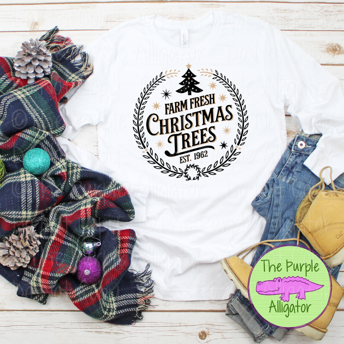 Farm Fresh Christmas Trees Holiday Design | Circular Frame Graphic 1224 (d2f JC)