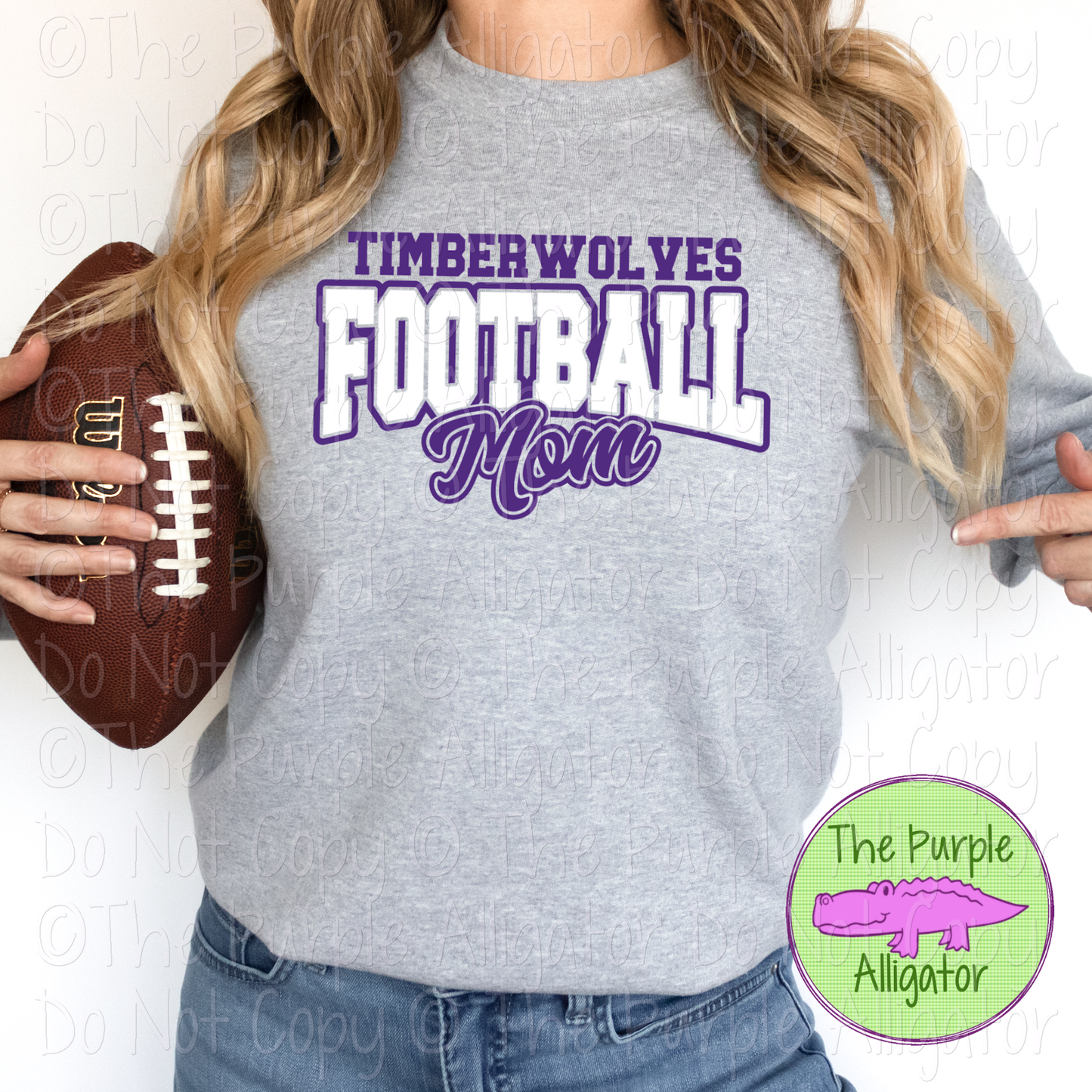 Timberwolves Football Mom SC56 Mascot School Spirit Wear Team Gear - CHOOSE YOUR DESIGN COLORS - 0625 (d2f TPA)