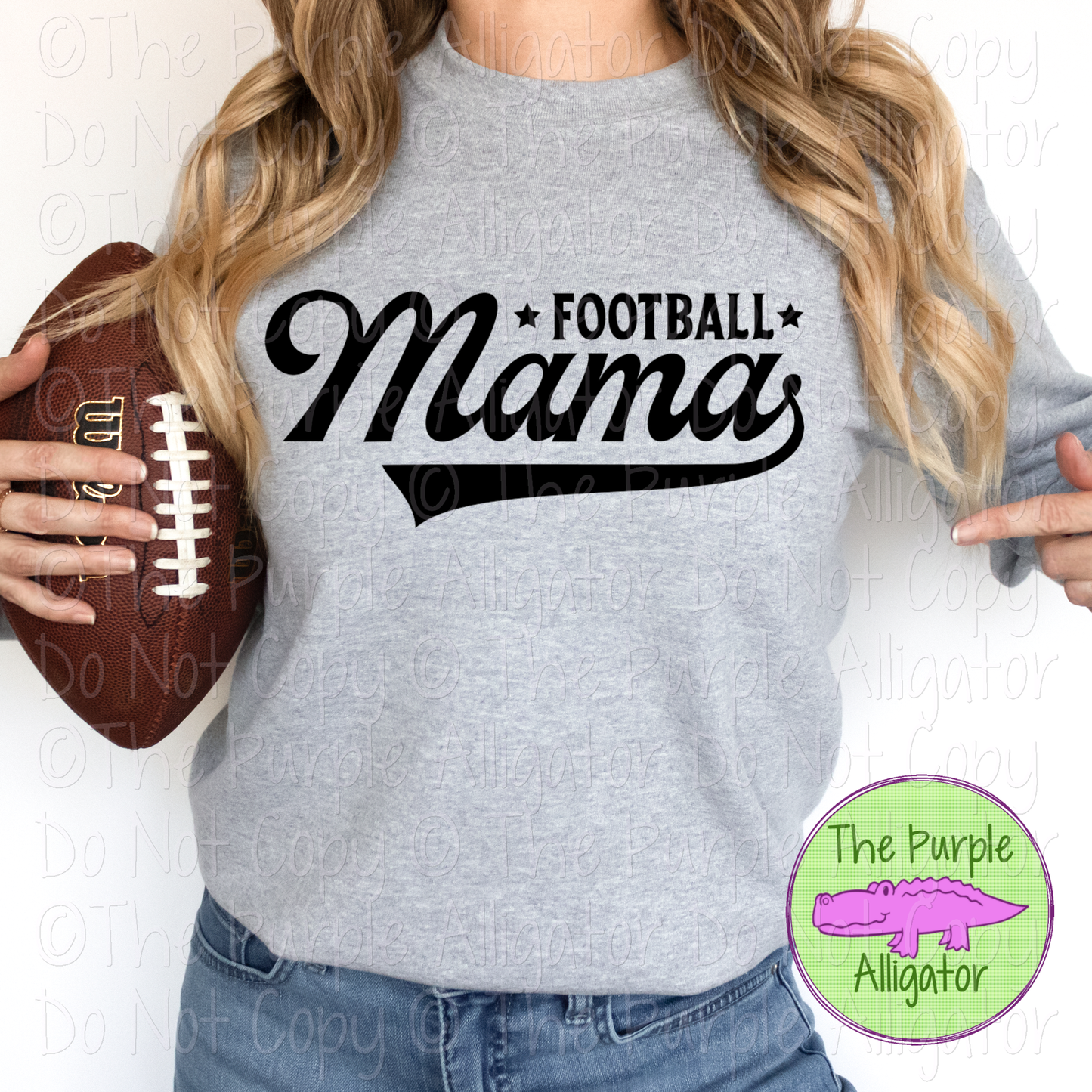 Football Mama | Bold Script & Block Letter Tee for Game Day Moms 1123 (D2F LC)