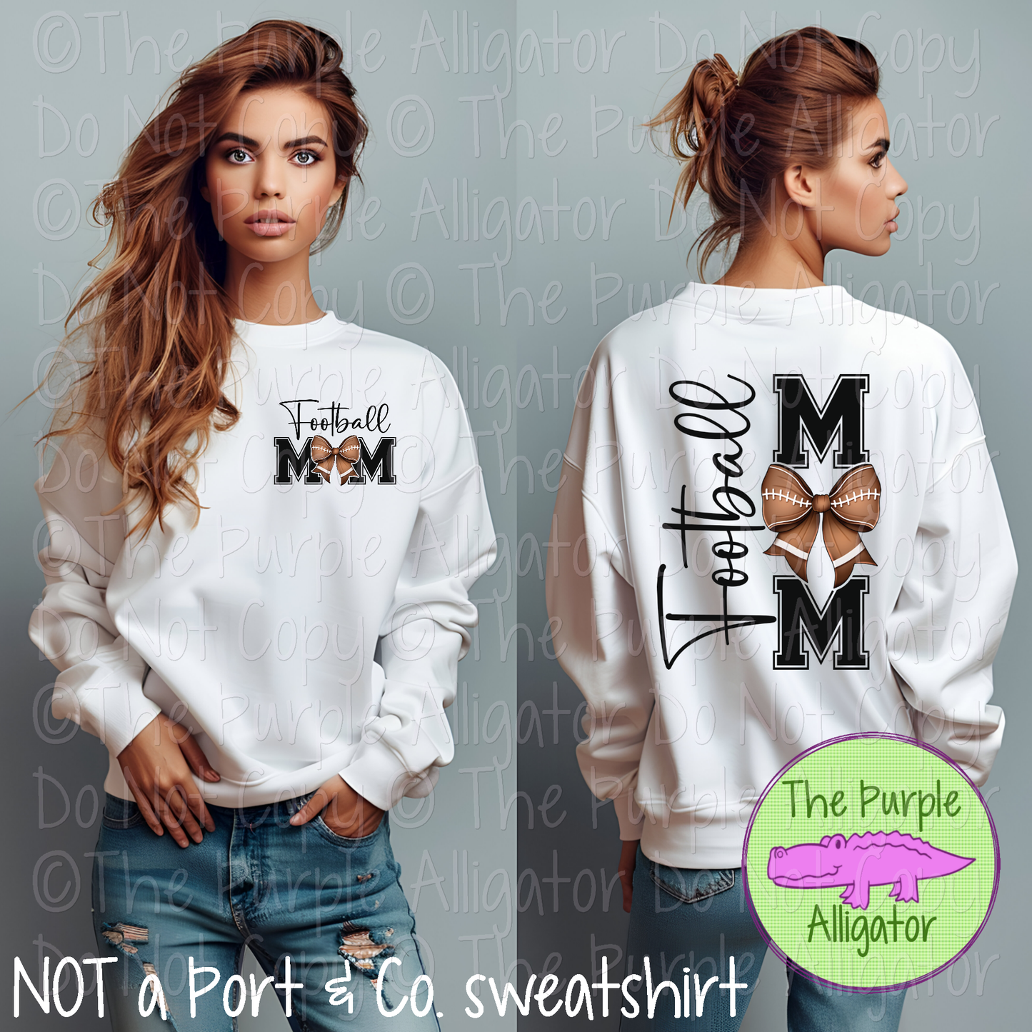 Football Mom Bow Front/Back Design 0225 (d2f PDF)