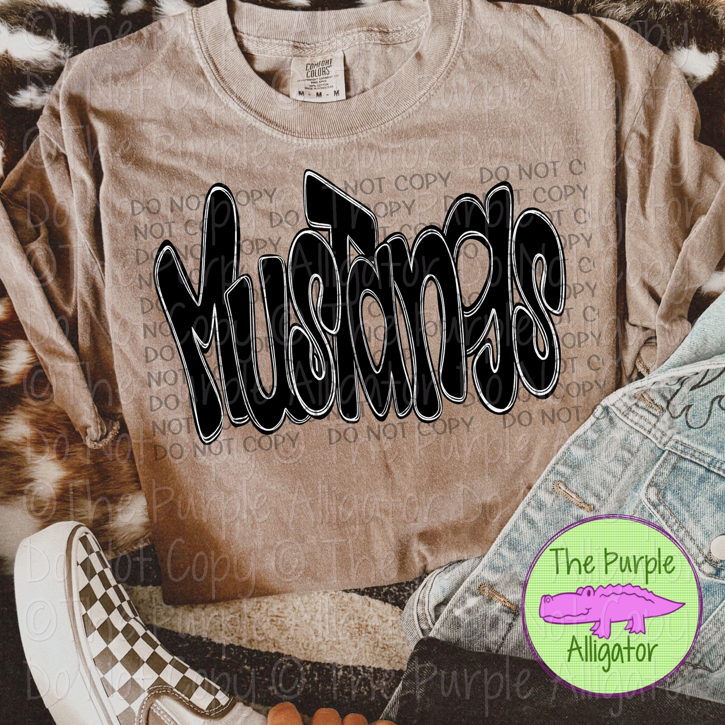 Mustangs Funky Doodle Mascot School Spirit 1224 (d2f SWD)