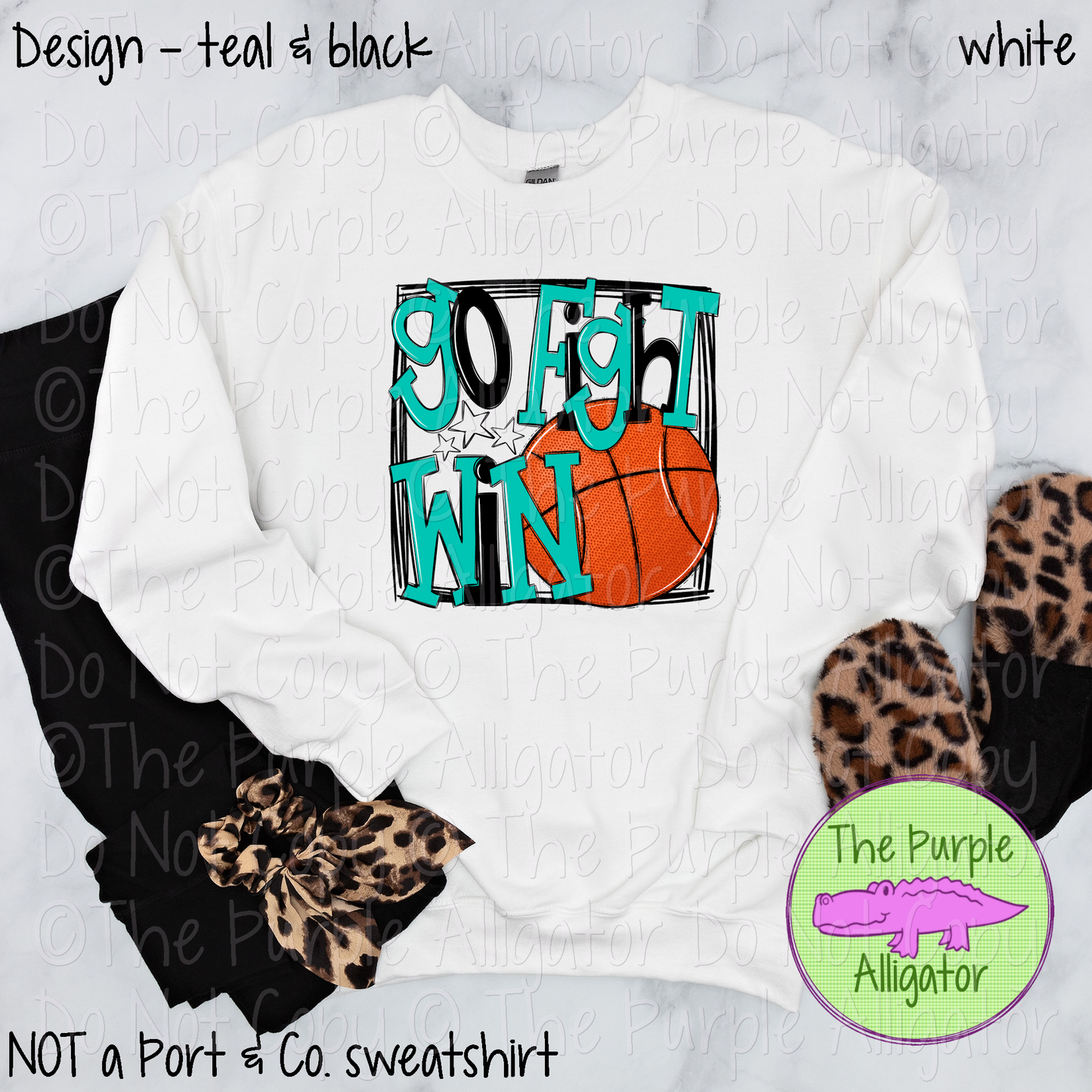 Go Fight Win Basketball School Spirit - CHOOSE YOUR DESIGN COLORS - 1224 (d2f SWD)