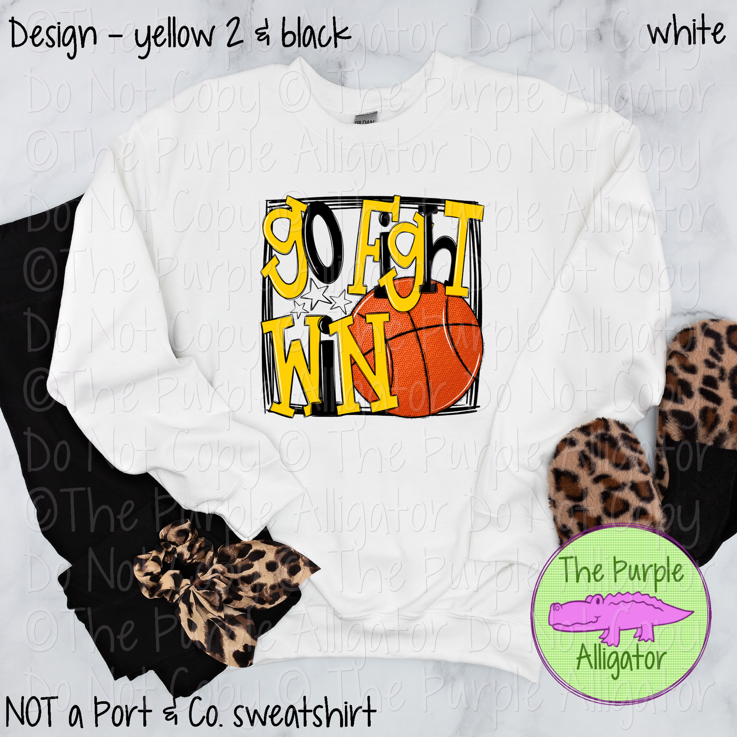 Go Fight Win Basketball School Spirit - CHOOSE YOUR DESIGN COLORS - 1224 (d2f SWD)