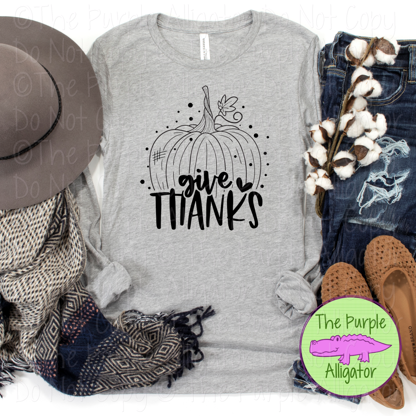 Give Thanks Pumpkin Thanksgiving Gratitude Graphic Tee 0922 HMD