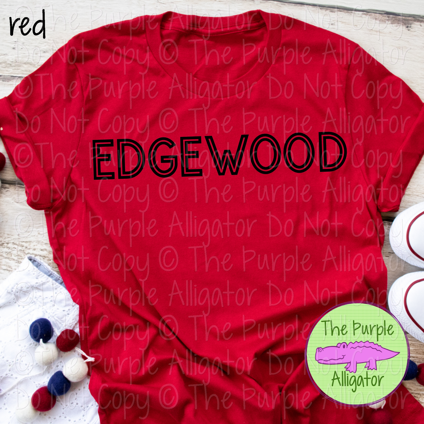 Edgewood School Spirit Gl-In - CHOOSE YOUR TEXT COLOR 1124 (d2f TPA)