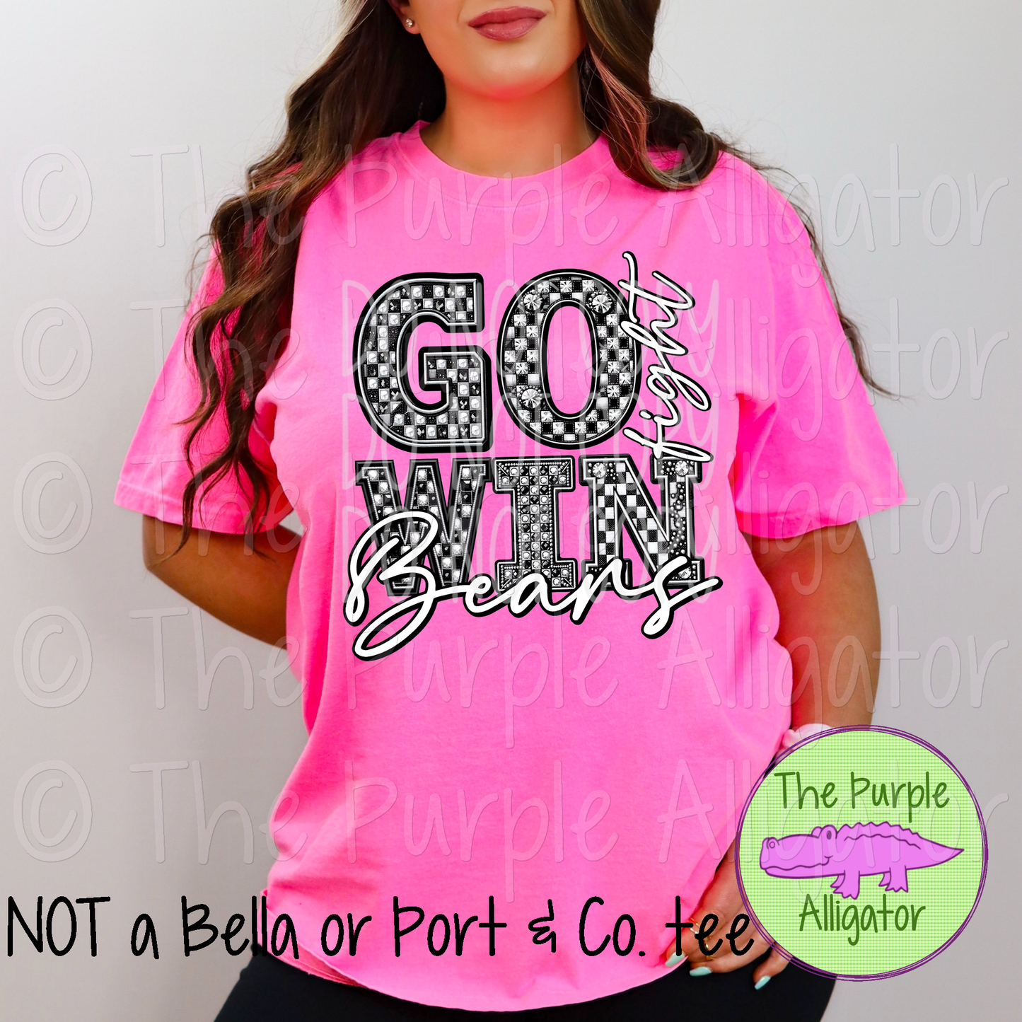 Go Fight Win Faux Bling Bears Mascot School Spirit 0824 (d2f PHDC)