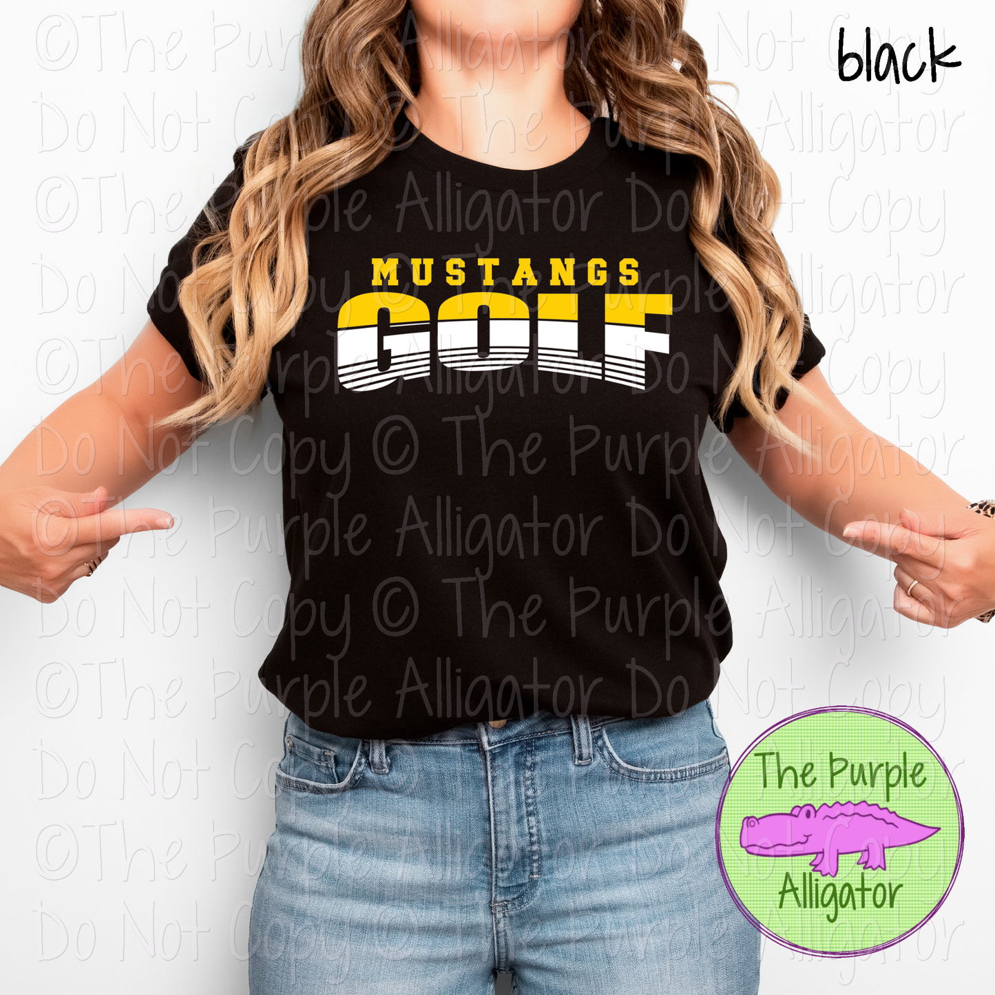 Mustangs Golf SC3 Mascot School Spirit - CHOOSE YOUR DESIGN COLORS - 0625 (d2f TPA)